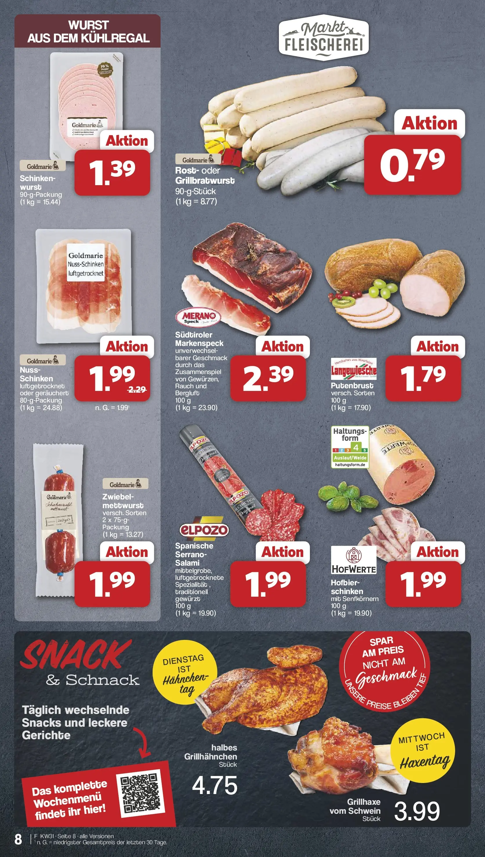 Famila Nordwest - Famila: Wochenangebote (ab 27.07.2026) zum Blättern | Seite: 8 | Produkte: Hahnchen, Wurst, Salami, Schinken