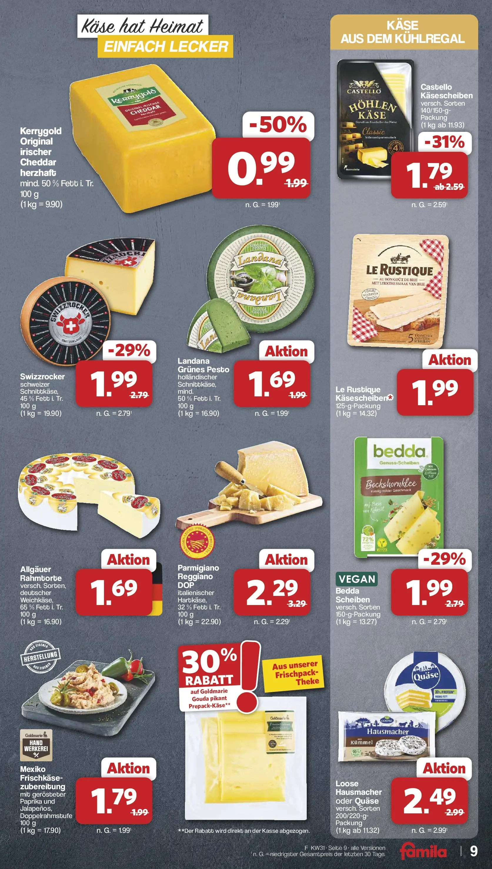 Famila Nordwest - Famila: Wochenangebote (ab 27.07.2026) zum Blättern | Seite: 9 | Produkte: Käse, Theke, Gouda, Frischkase