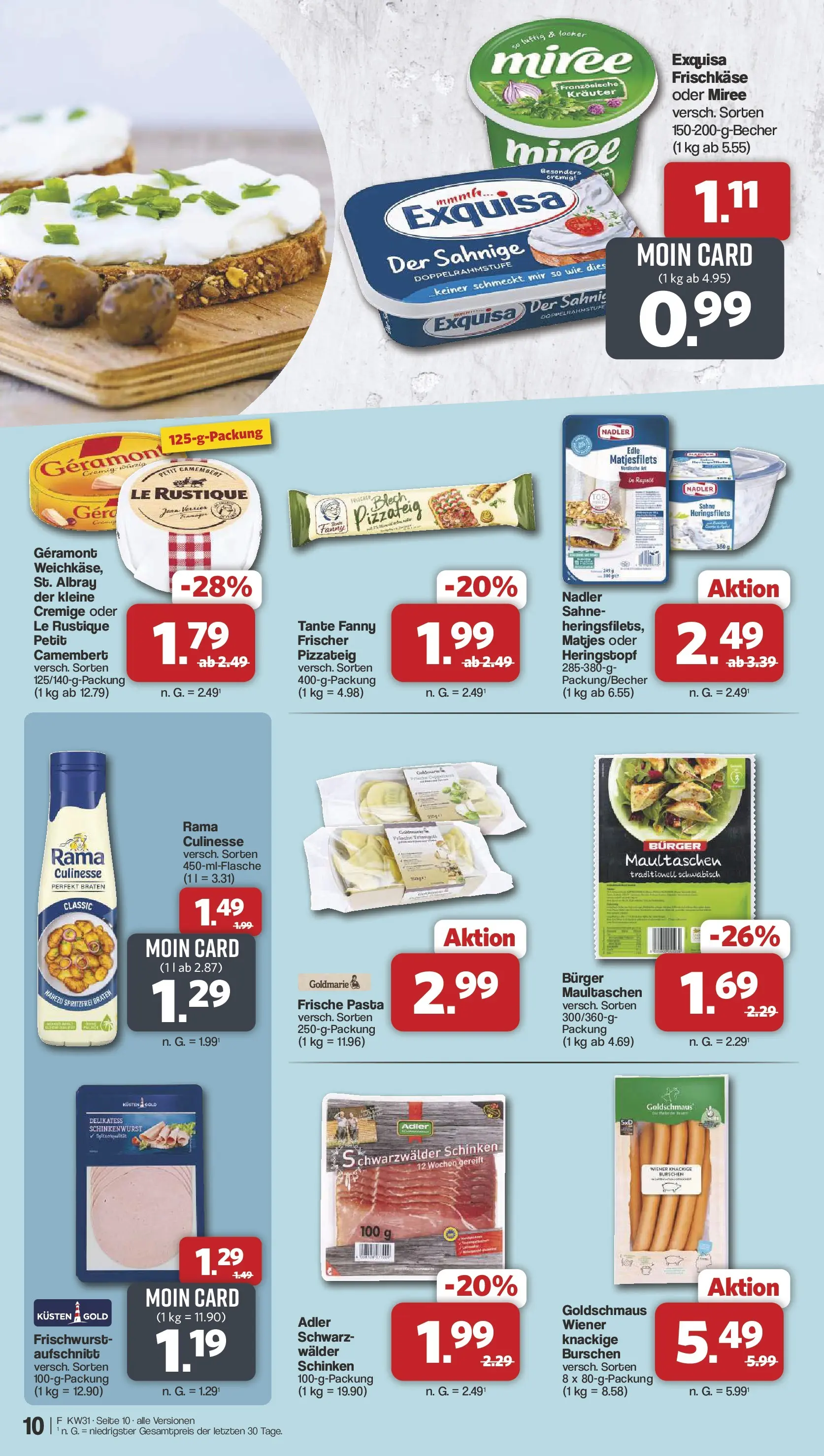 Famila Nordwest - Famila: Wochenangebote (ab 27.07.2026) zum Blättern | Seite: 10 | Produkte: Geramont, Burger, Pasta, Schinken