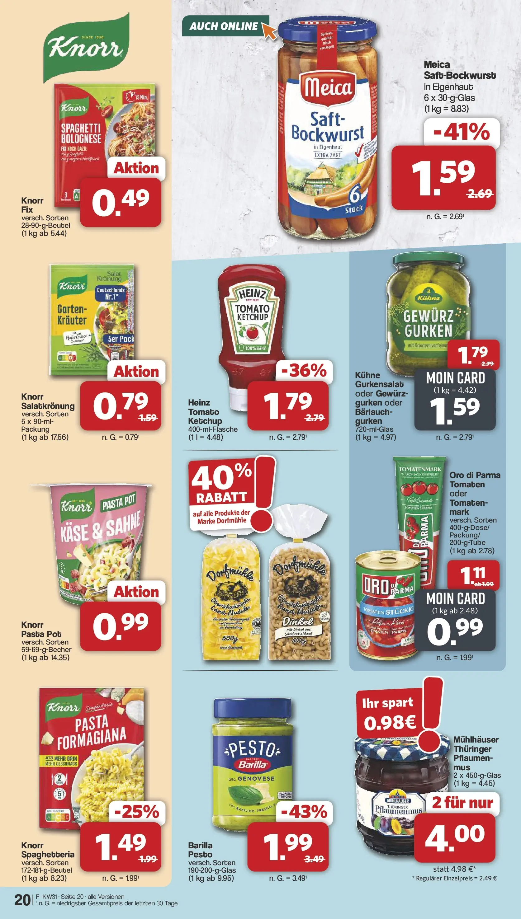 Famila Nordwest - Famila: Wochenangebote (ab 27.07.2026) zum Blättern | Seite: 20 | Produkte: Pflaumen, Knorr, Pasta, Sahne