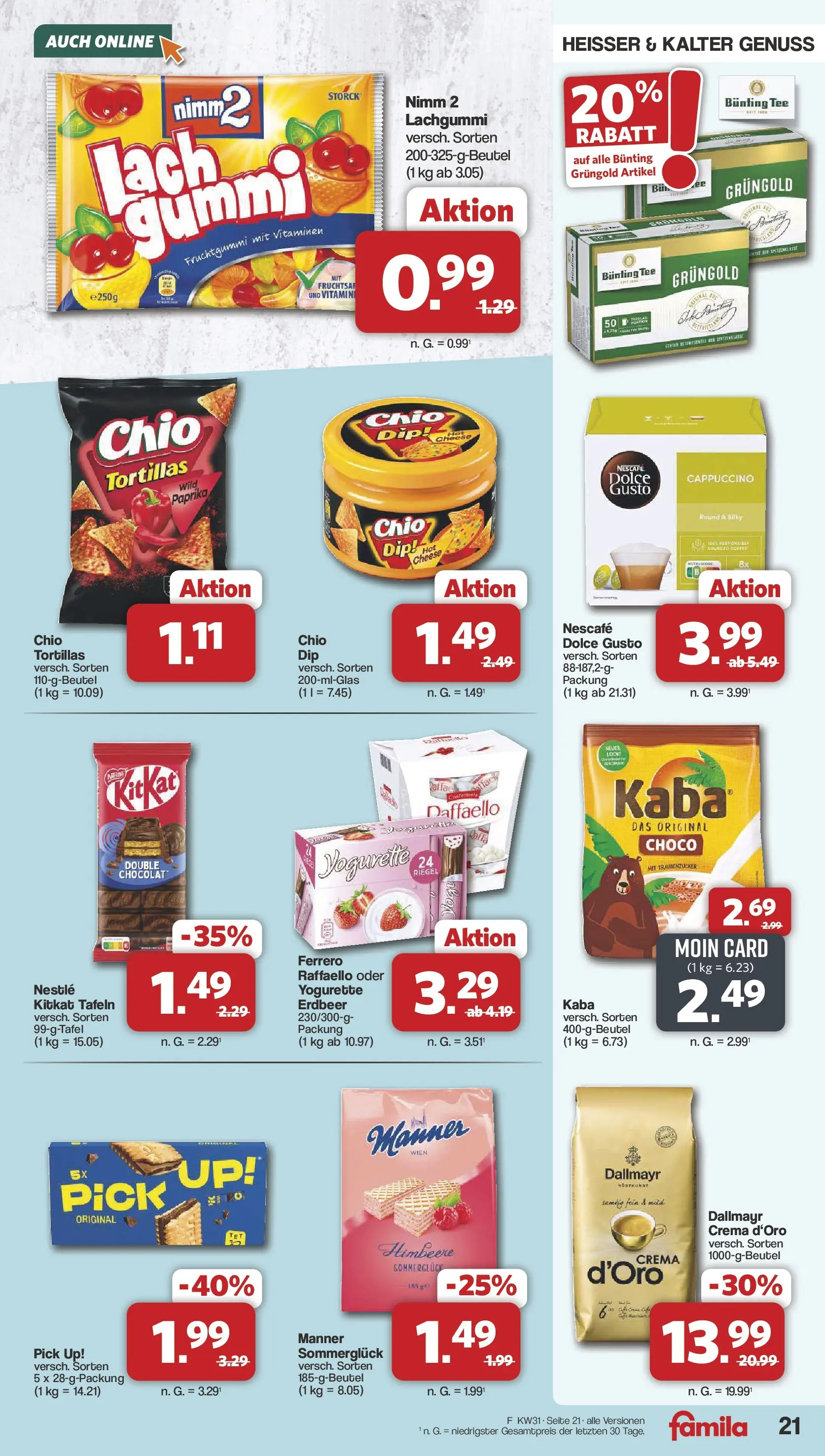 Famila Nordwest - Famila: Wochenangebote (ab 27.07.2026) zum Blättern | Seite: 21 | Produkte: Yogurette, Paprika, Tee, Dolce gusto