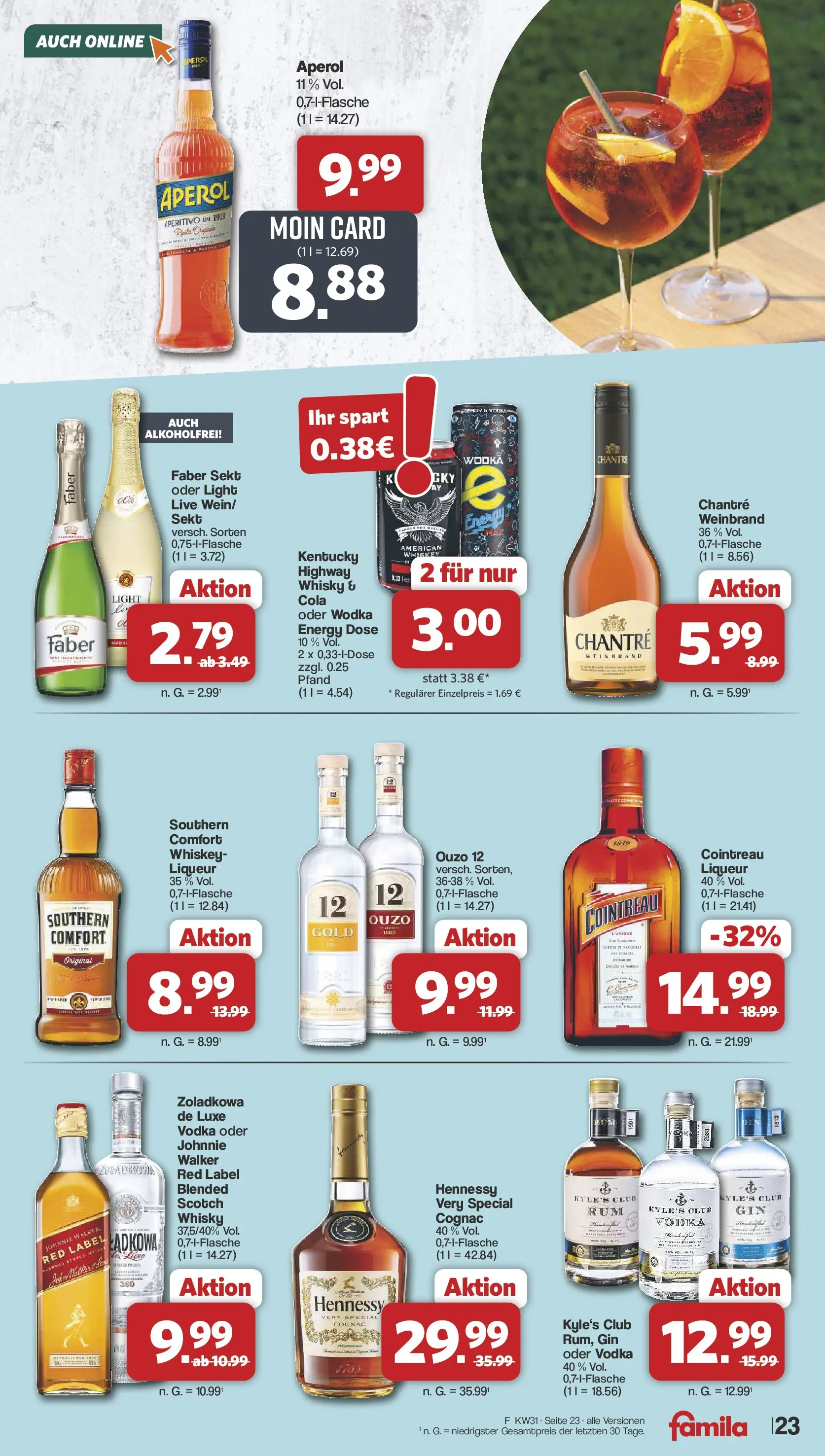 Famila Nordwest - Famila: Wochenangebote (ab 27.07.2026) zum Blättern | Seite: 23 | Produkte: Whisky, Chantré, Aperol, Wodka