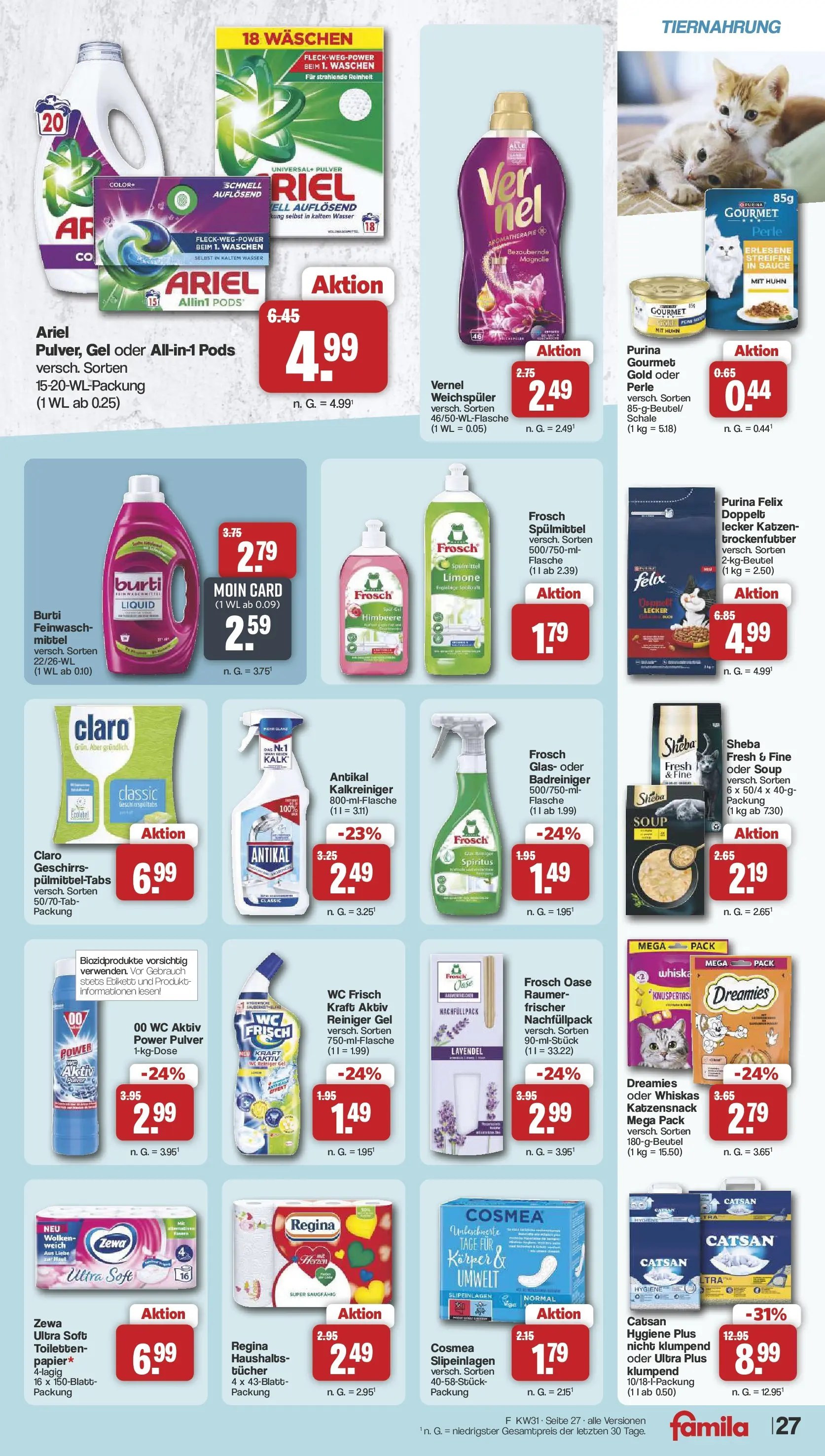 Famila Nordwest - Famila: Wochenangebote (ab 27.07.2026) zum Blättern | Seite: 29 | Produkte: Wasser, Weichspüler, Himbeere, Lavendel