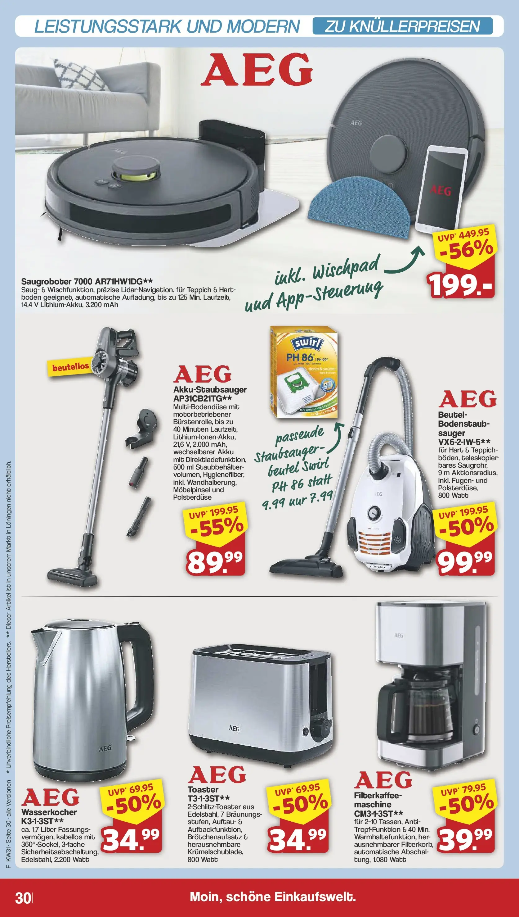 Famila Nordwest - Famila: Wochenangebote (ab 27.07.2026) zum Blättern | Seite: 32 | Produkte: Wasserkocher, Staubsauger, Toaster, Teppich