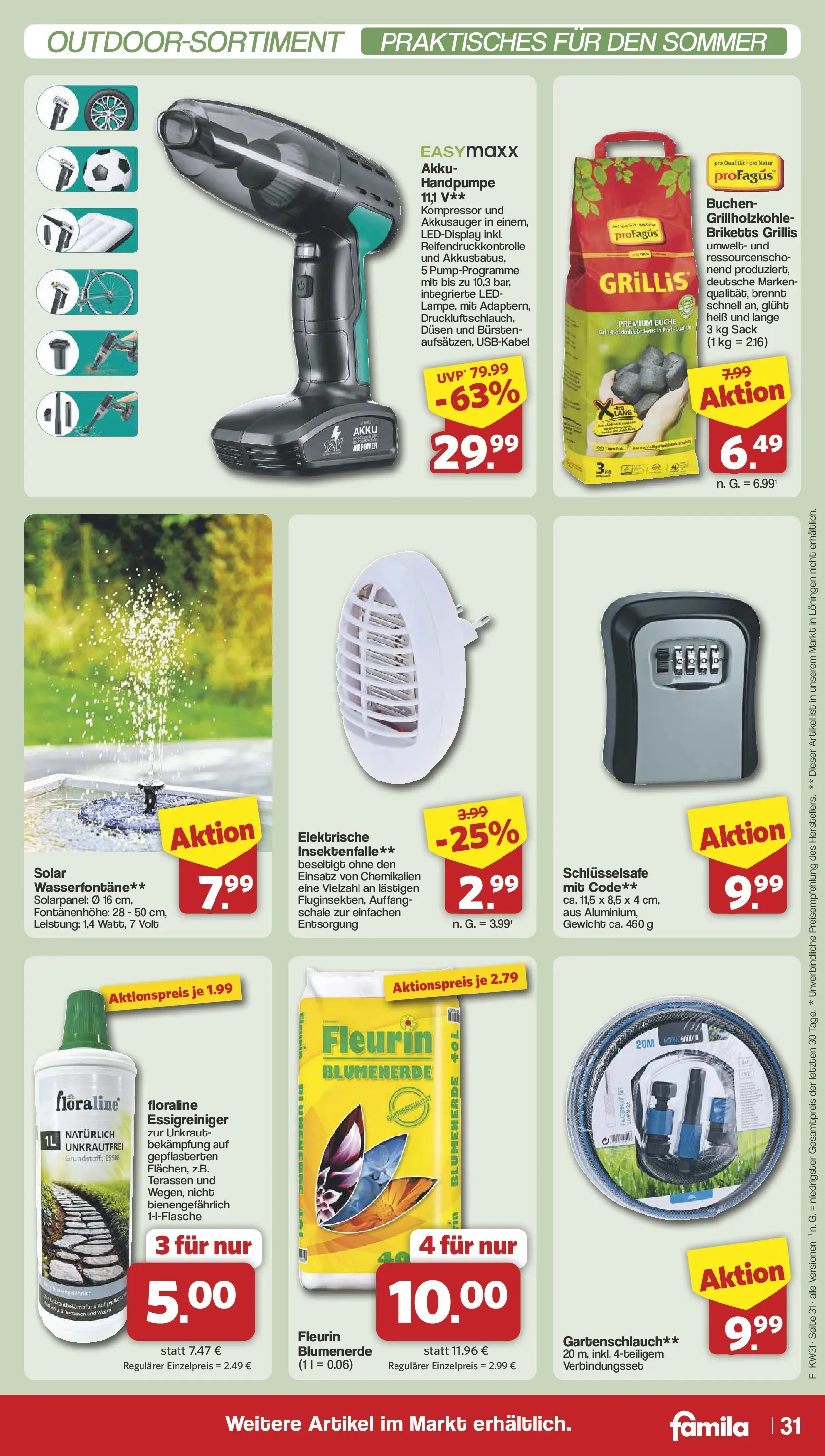Famila Nordwest - Famila: Wochenangebote (ab 27.07.2026) zum Blättern | Seite: 33 | Produkte: Gewicht, Grill, Essig, Blumenerde