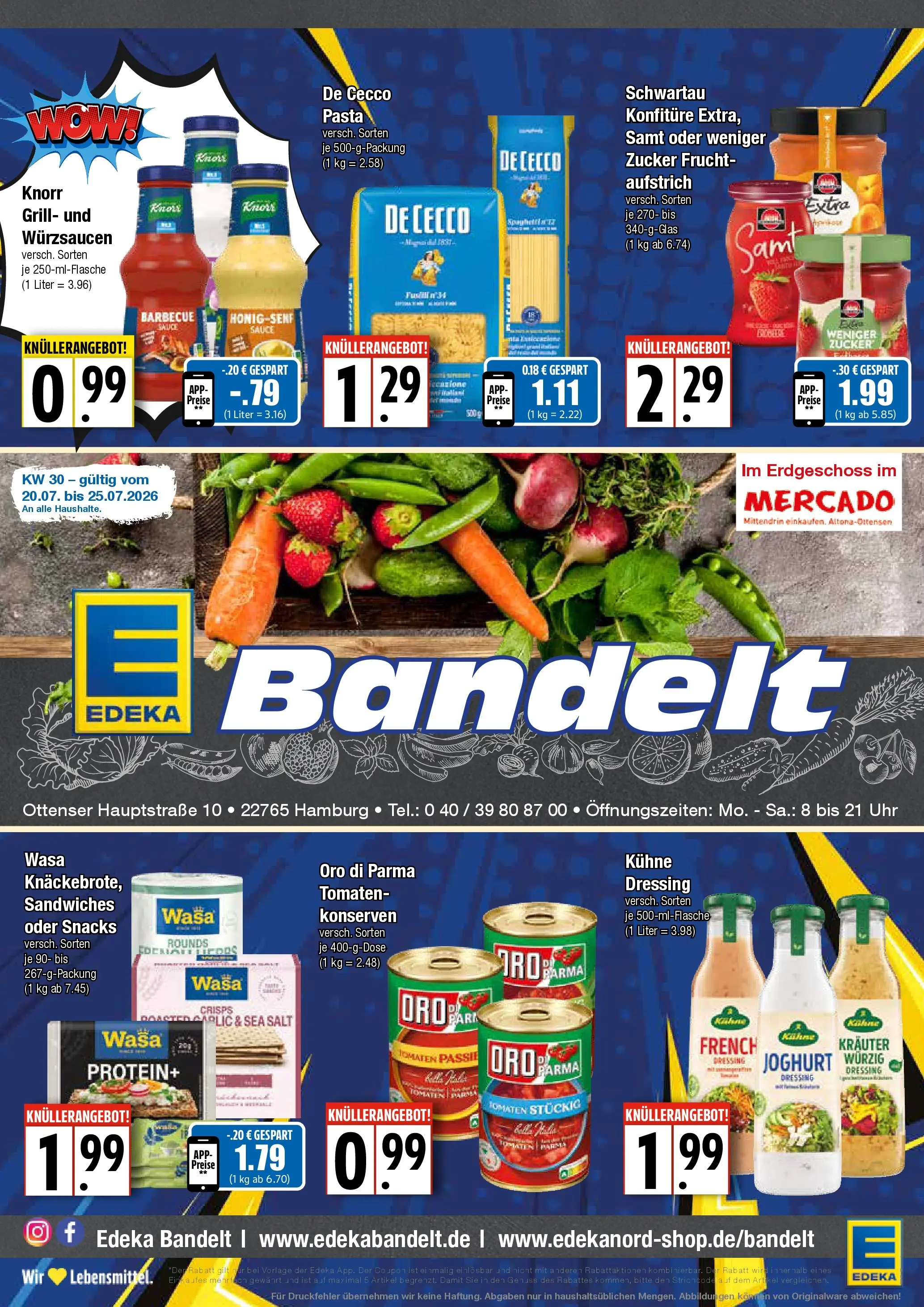 Edeka prospekt Hamburg (ab 20.07.2026) » Angebote Online | Seite: 1 | Produkte: Dressing, Tomaten, Knorr, Oro di parma