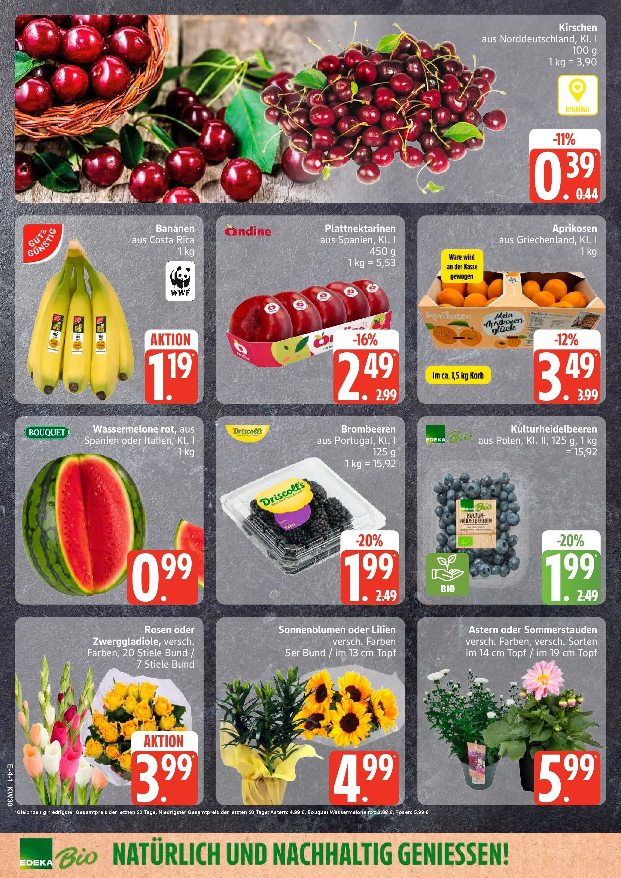 Edeka prospekt Hamburg (ab 20.07.2026) » Angebote Online | Seite: 4 | Produkte: Korb, Bananen, Heidelbeeren, Wassermelone
