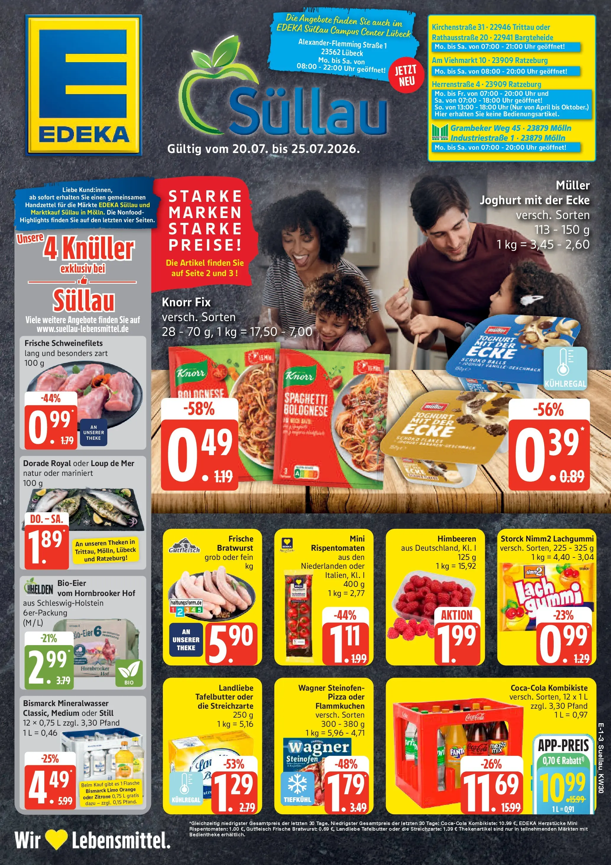 Edeka prospekt Lübeck (ab 20.07.2026) » Angebote Online | Seite: 1 | Produkte: Knorr fix, Joghurt, Zitrone, Uhr