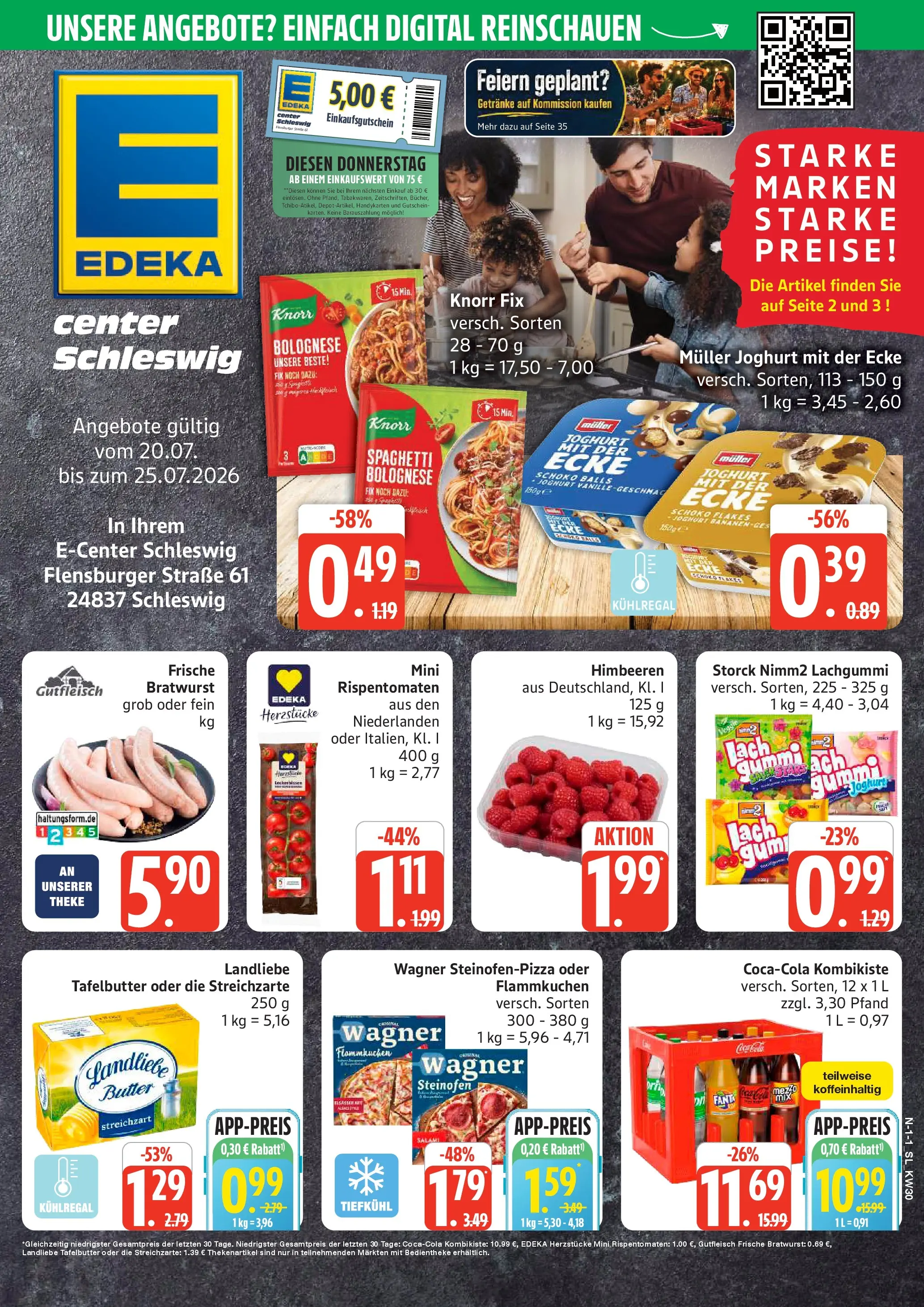 Edeka prospekt Schleswig (ab 20.07.2026) » Angebote Online | Seite: 1 | Produkte: Himbeeren, Knorr fix, Butter, Theke