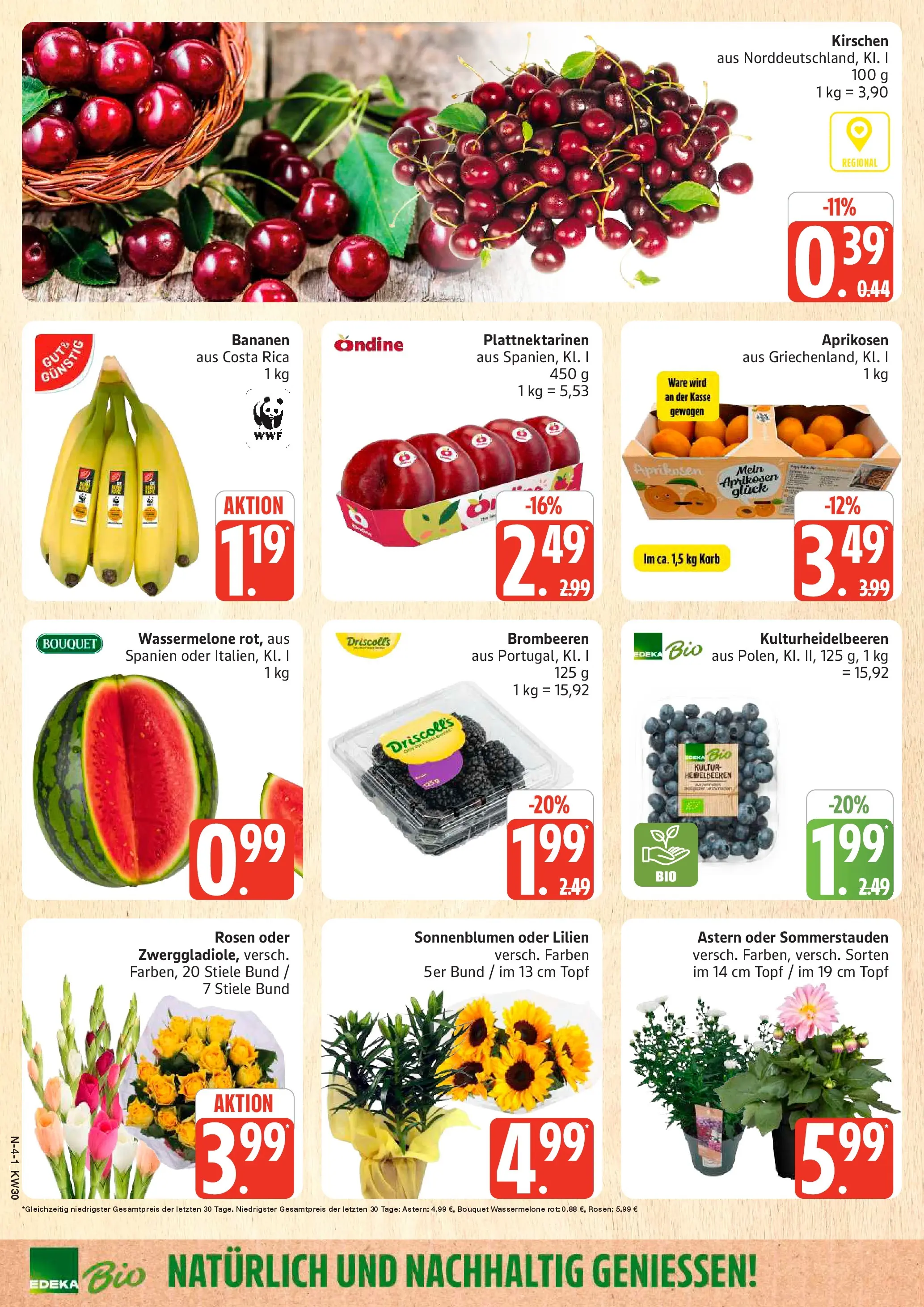Edeka prospekt Schleswig (ab 20.07.2026) » Angebote Online | Seite: 4 | Produkte: Bananen, Kirschen, Heidelbeeren, Wassermelone