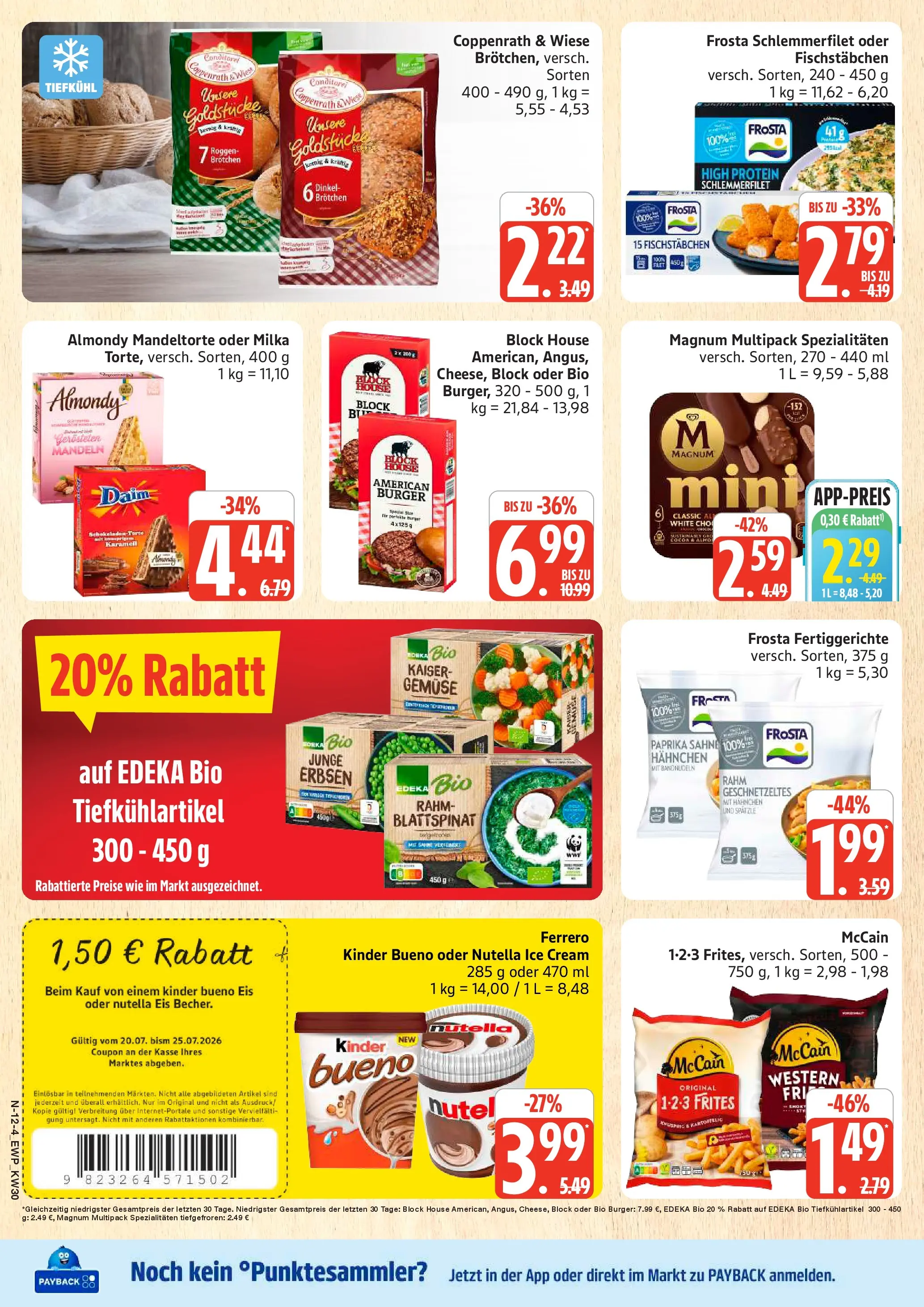 Edeka prospekt Rostock (ab 20.07.2026) » Angebote Online | Seite: 12 | Produkte: Frosta, Nutella, Paprika, Eis
