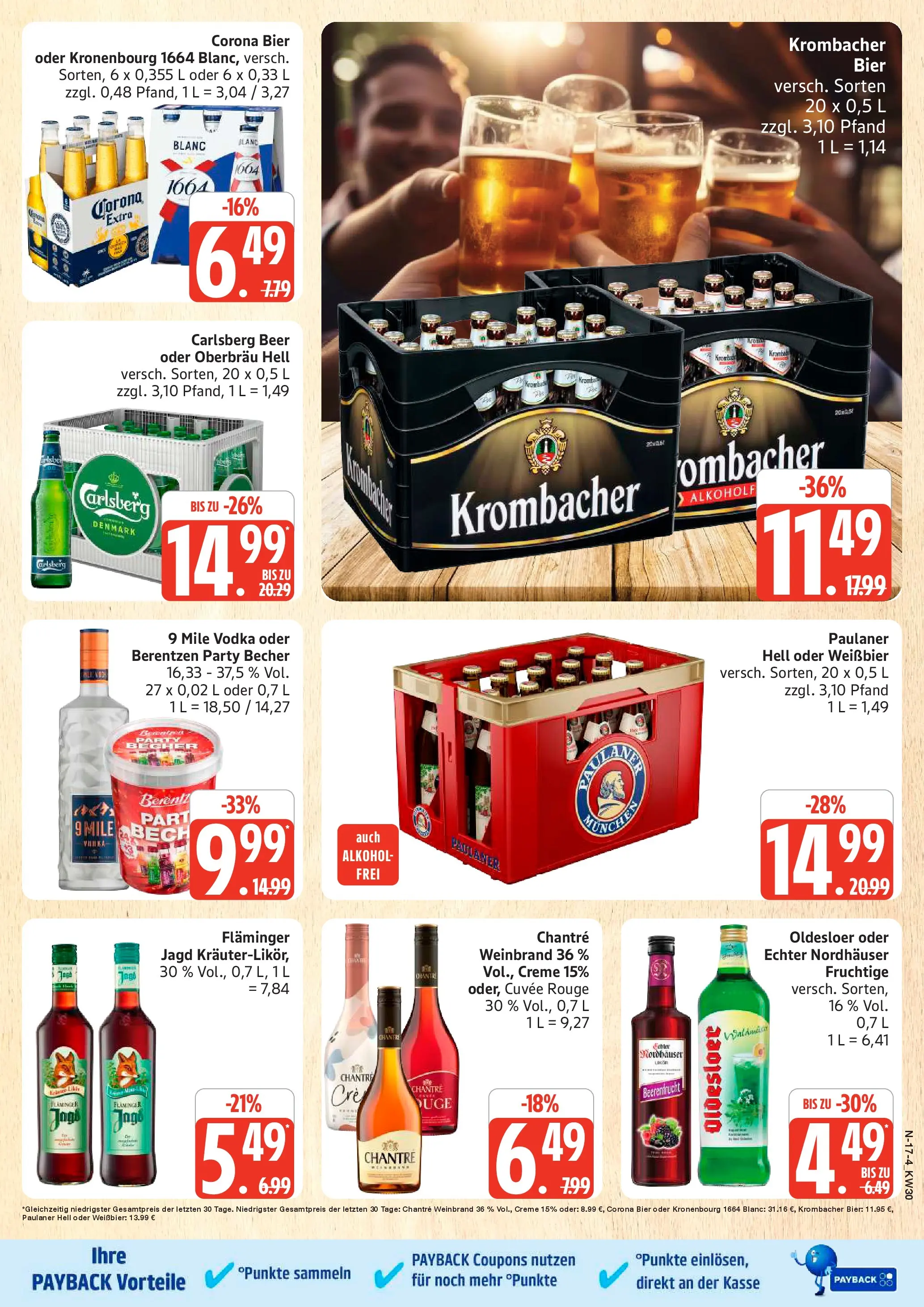 Edeka prospekt Rostock (ab 20.07.2026) » Angebote Online | Seite: 17 | Produkte: Carlsberg, Krombacher, Paulaner, Berentzen
