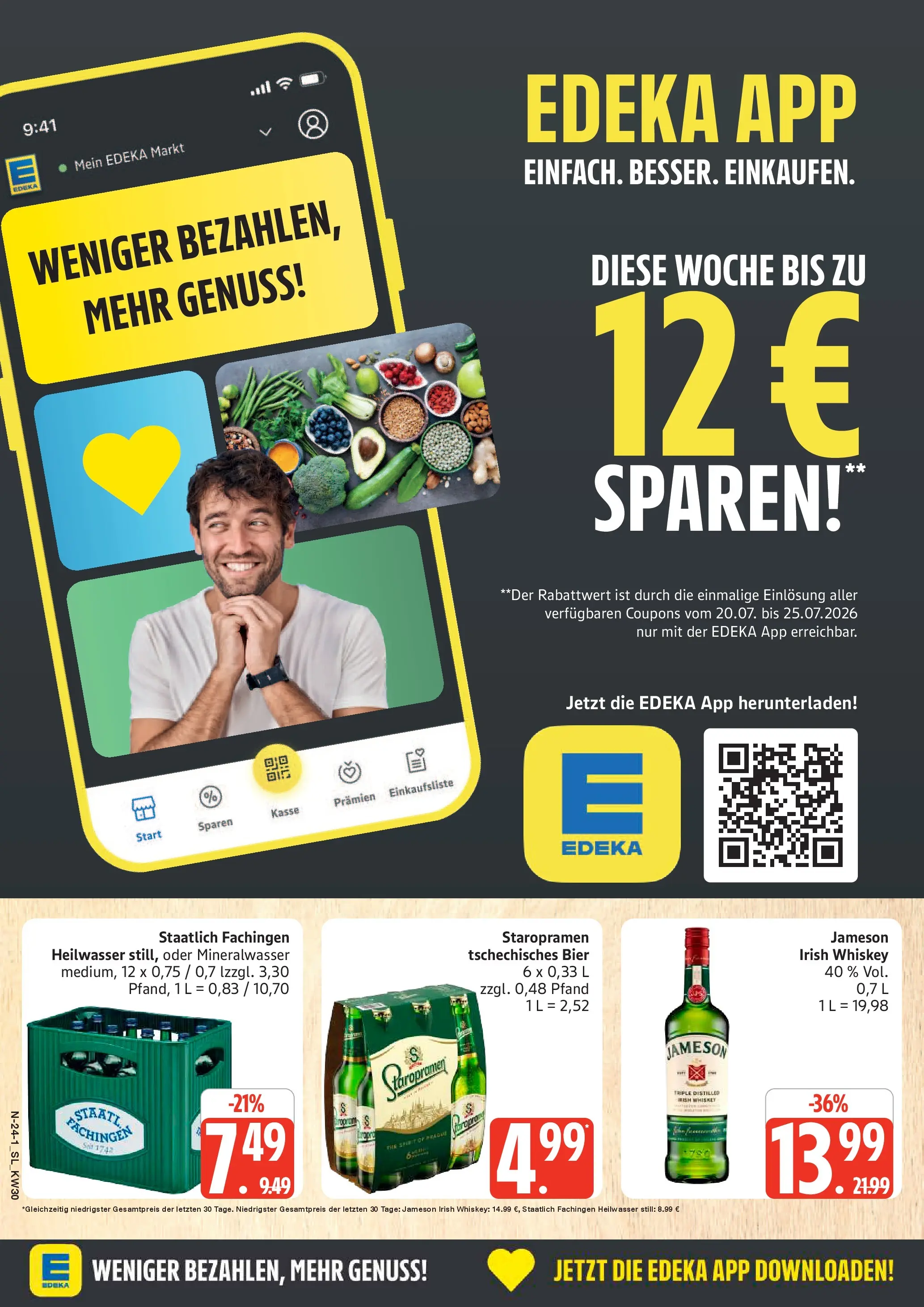 Edeka prospekt Schleswig (ab 20.07.2026) » Angebote Online | Seite: 24 | Produkte: Bier, Jameson, Mineralwasser, Whiskey