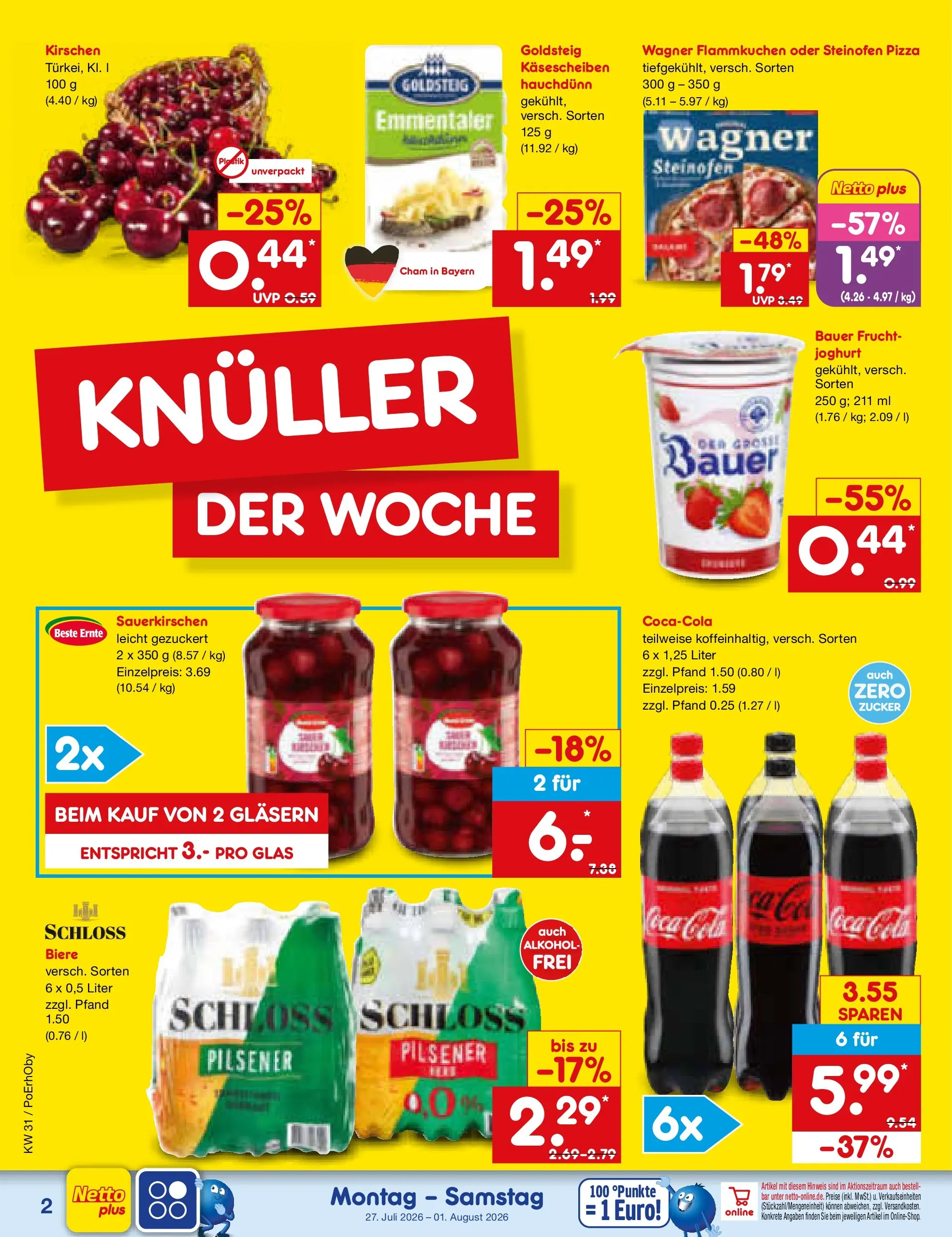 Netto Marken-Discount Prospekt Ergolding (ab 27.07.2026) ยป Angebote | Seite: 2 | Produkte: Cola, Kirschen, Zucker, Pizza Netto Marken-Discount Prospekt Ergolding (ab 27.07.2026) ยป Angebote | Seite: 2 | Produkte: Cola, Kirschen, Zucker, Pizza