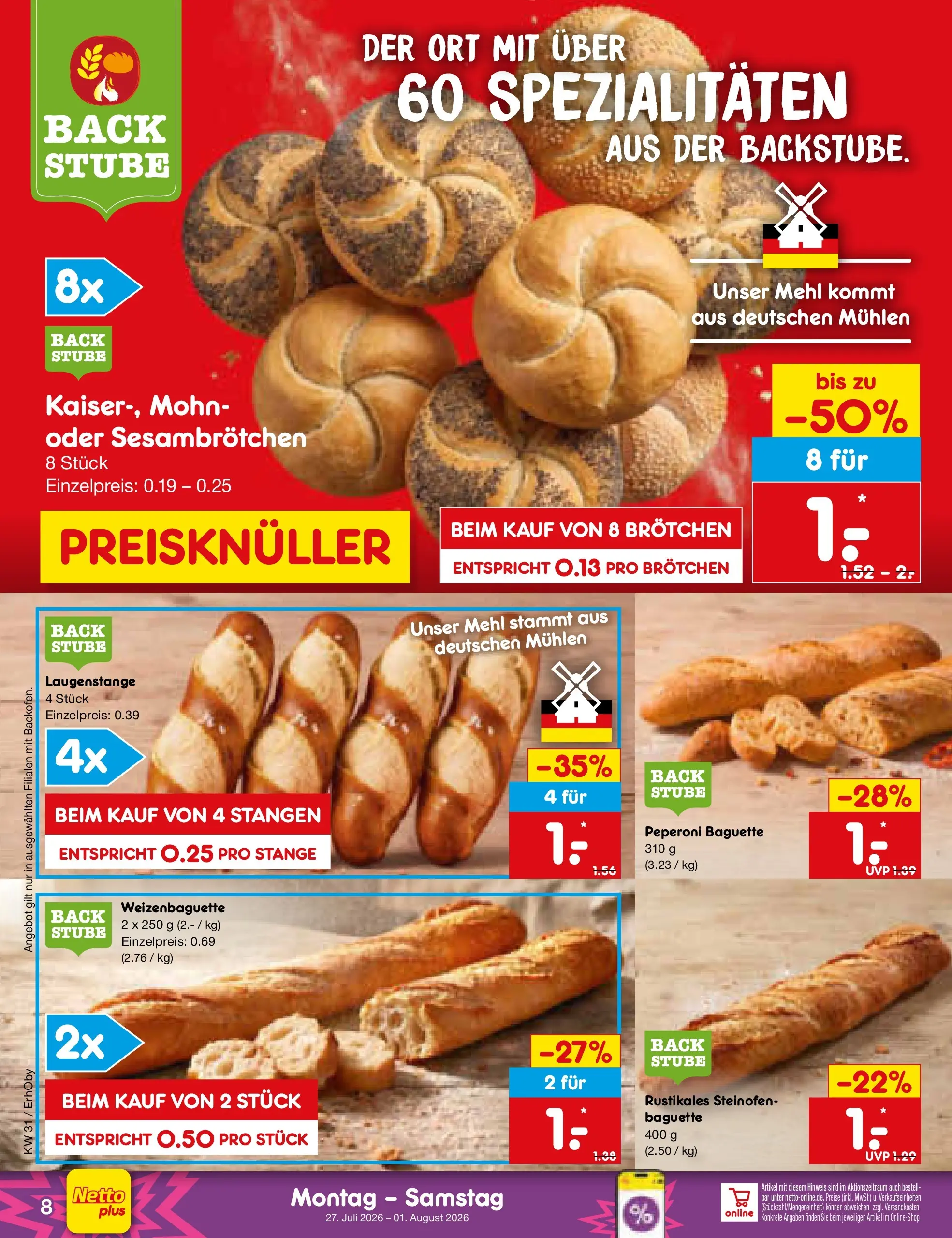 Netto Marken-Discount Prospekt Ergolding (ab 27.07.2026) ยป Angebote | Seite: 10 | Produkte: Mehl, Baguette Netto Marken-Discount Prospekt Ergolding (ab 27.07.2026) ยป Angebote | Seite: 10 | Produkte: Mehl, Baguette