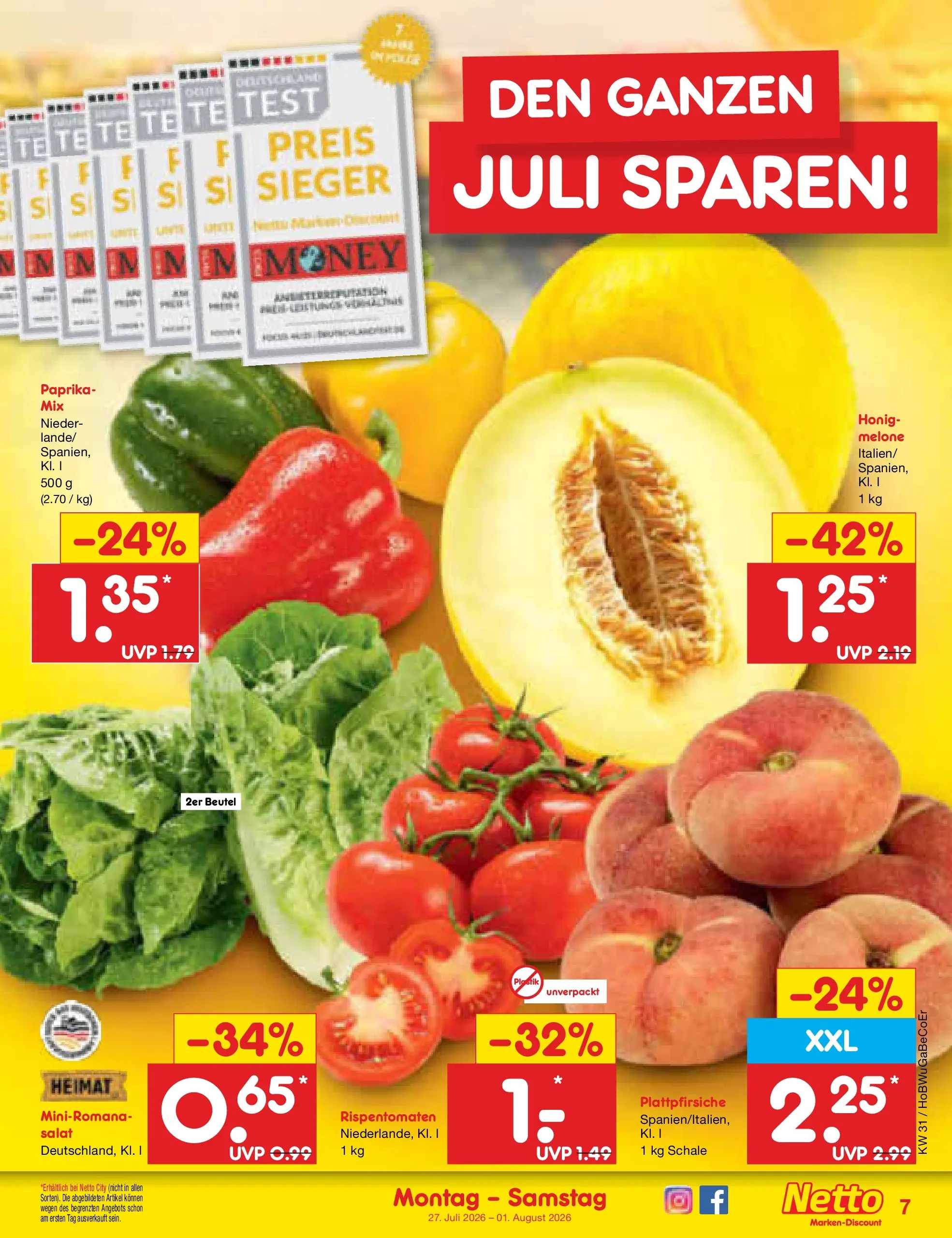 Netto Marken-Discount Prospekt Hannover (ab 27.07.2026) ยป Angebote | Seite: 9 | Produkte: Paprika, Melone Netto Marken-Discount Prospekt Hannover (ab 27.07.2026) ยป Angebote | Seite: 9 | Produkte: Paprika, Melone