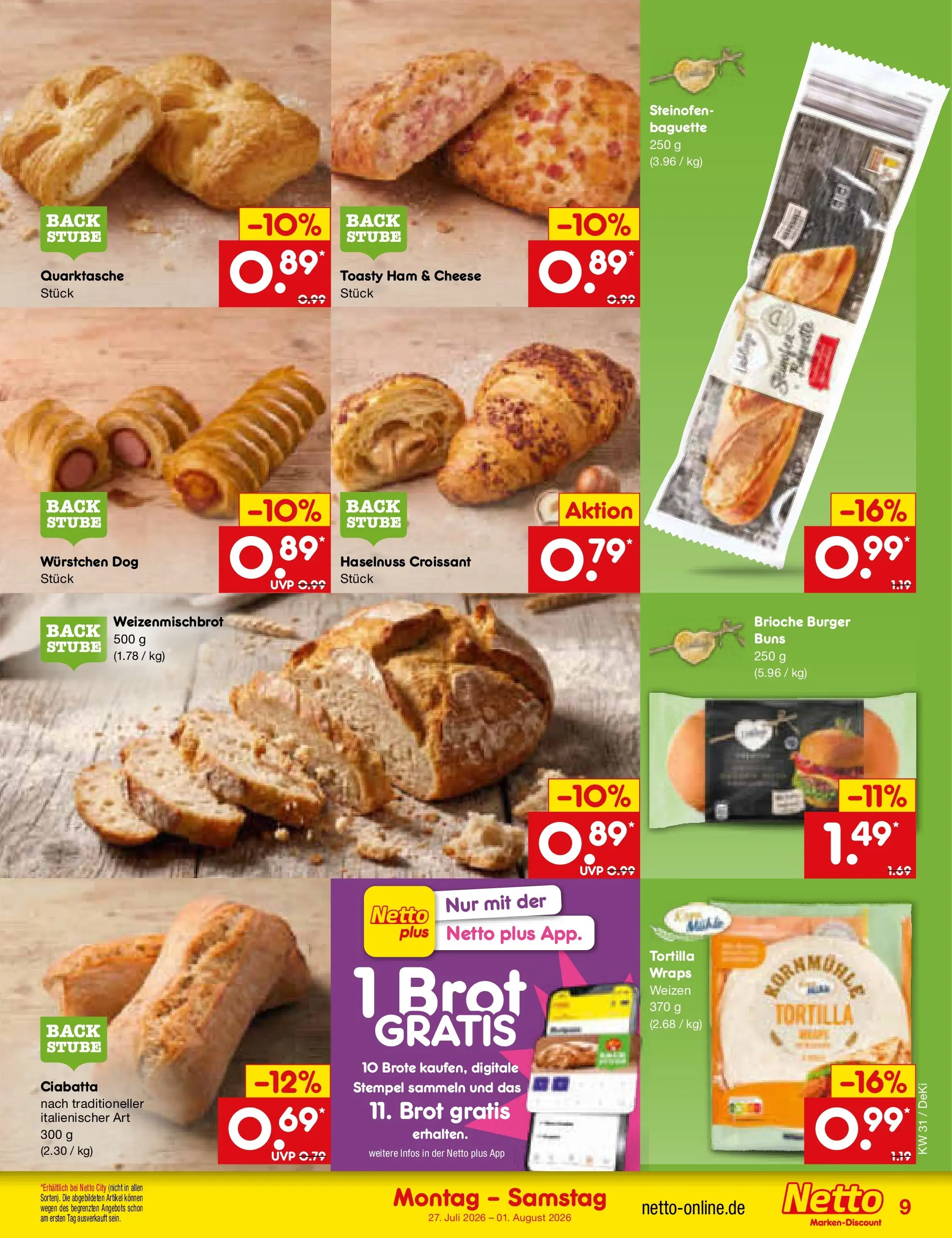 Netto Marken-Discount Prospekt Waiblingen-Bittenfeld (ab 27.07.2026) ยป Angebote | Seite: 11 | Produkte: Burger, Baguette, Croissant, Brot Netto Marken-Discount Prospekt Waiblingen-Bittenfeld (ab 27.07.2026) ยป Angebote | Seite: 11 | Produkte: Burger, Baguette, Croissant, Brot