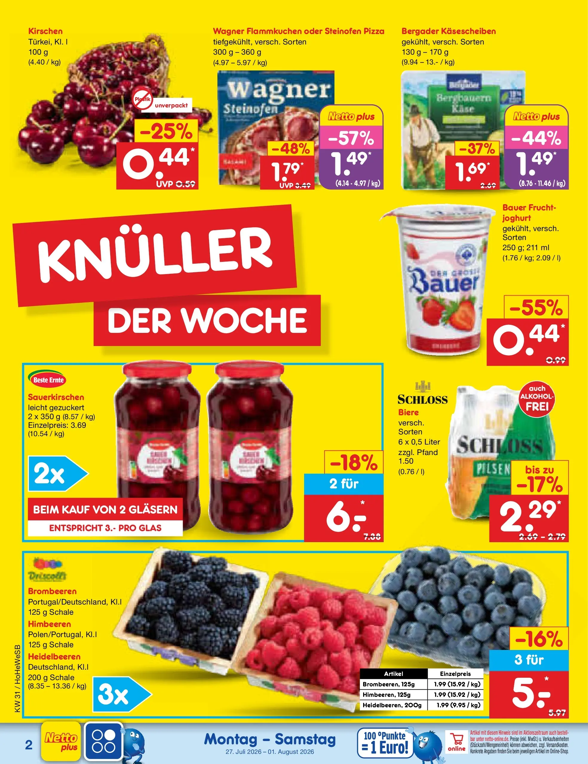 Netto Marken-Discount Prospekt Hannover (ab 27.07.2026) ยป Angebote | Seite: 2 | Produkte: Himbeeren, Joghurt, Kirschen, Pizza Netto Marken-Discount Prospekt Hannover (ab 27.07.2026) ยป Angebote | Seite: 2 | Produkte: Himbeeren, Joghurt, Kirschen, Pizza