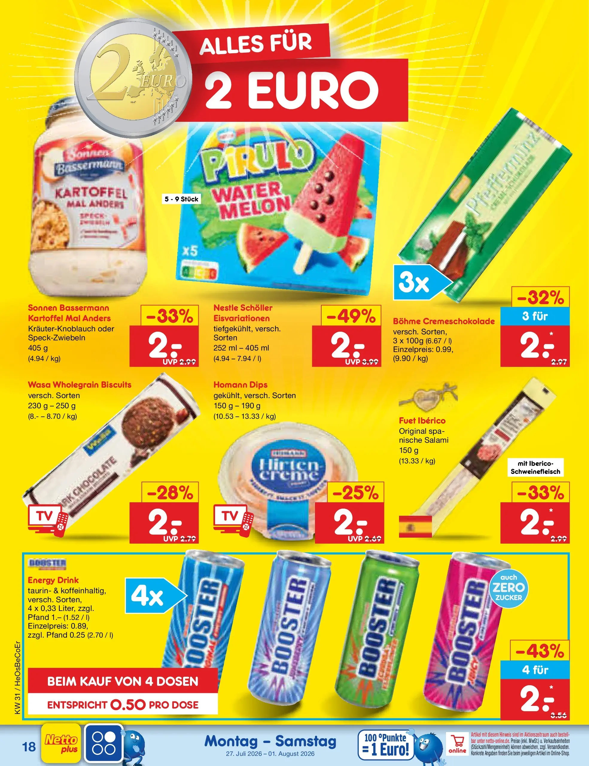 Netto Marken-Discount Prospekt Rostock (ab 27.07.2026) ยป Angebote | Seite: 28 | Produkte: Energy, Creme, Salami, Schweinefleisch Netto Marken-Discount Prospekt Rostock (ab 27.07.2026) ยป Angebote | Seite: 28 | Produkte: Energy, Creme, Salami, Schweinefleisch