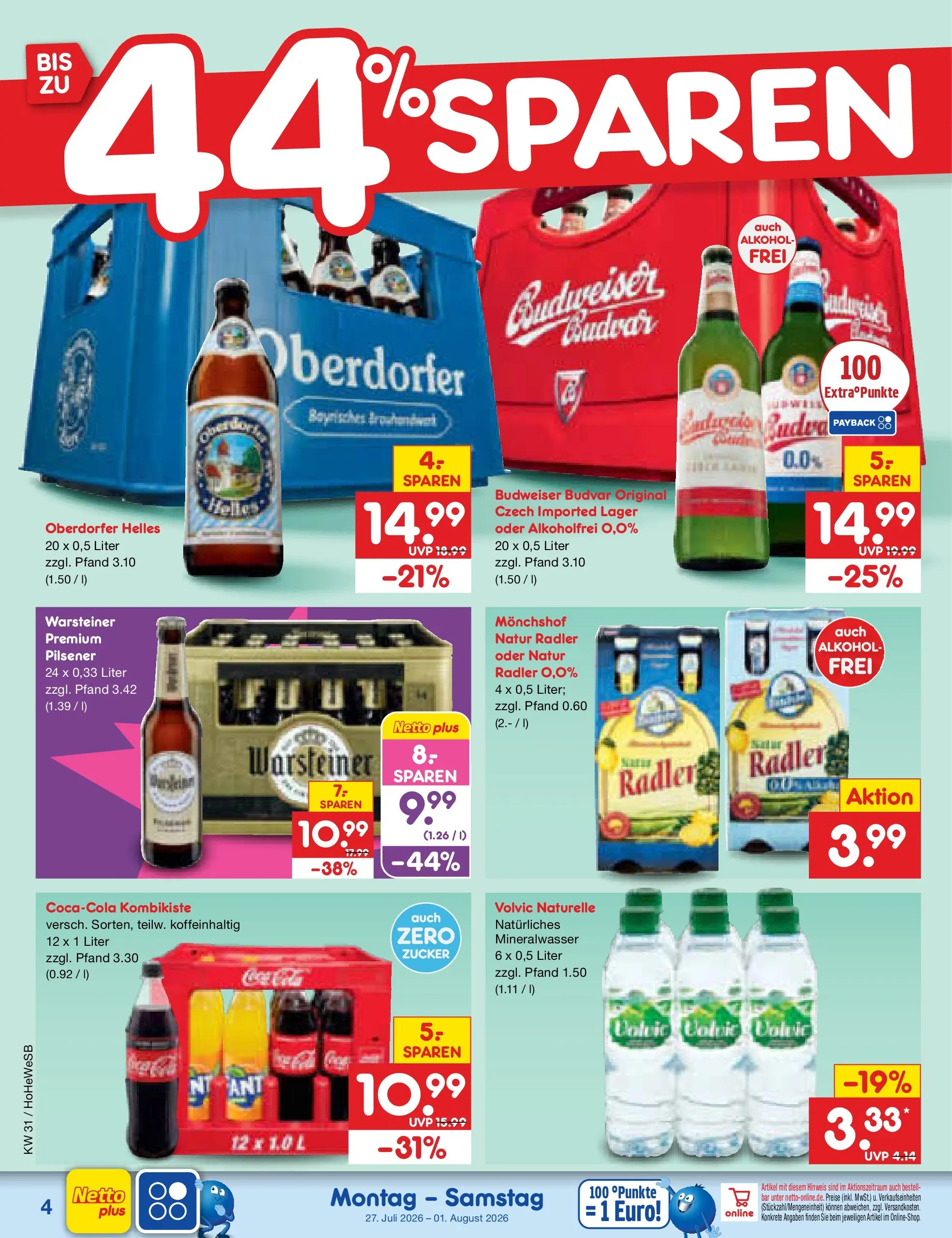Netto Marken-Discount Prospekt Hannover (ab 27.07.2026) ยป Angebote | Seite: 4 | Produkte: Monchshof, Radler, Warsteiner, Budweiser Netto Marken-Discount Prospekt Hannover (ab 27.07.2026) ยป Angebote | Seite: 4 | Produkte: Monchshof, Radler, Warsteiner, Budweiser