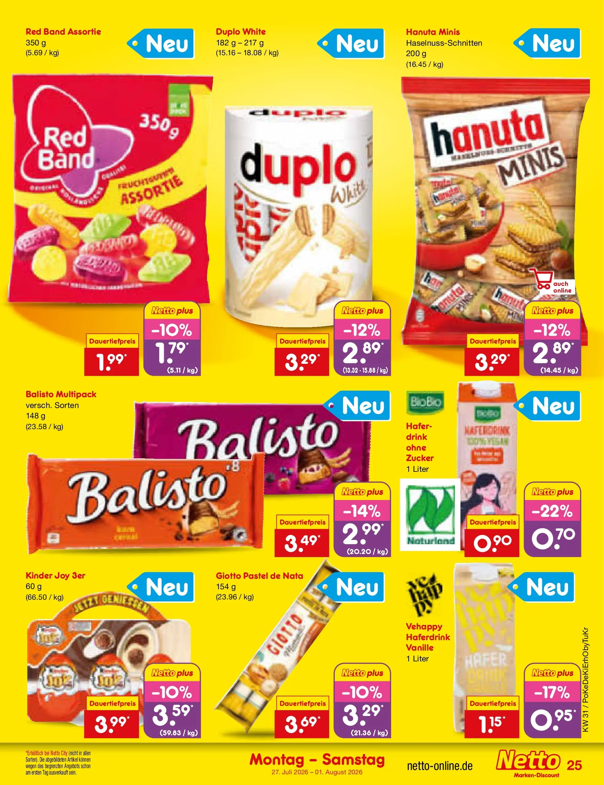 Netto Marken-Discount Prospekt Ergolding (ab 27.07.2026) ยป Angebote | Seite: 39 | Produkte: Kinder joy, Haferdrink, Zucker Netto Marken-Discount Prospekt Ergolding (ab 27.07.2026) ยป Angebote | Seite: 39 | Produkte: Kinder joy, Haferdrink, Zucker