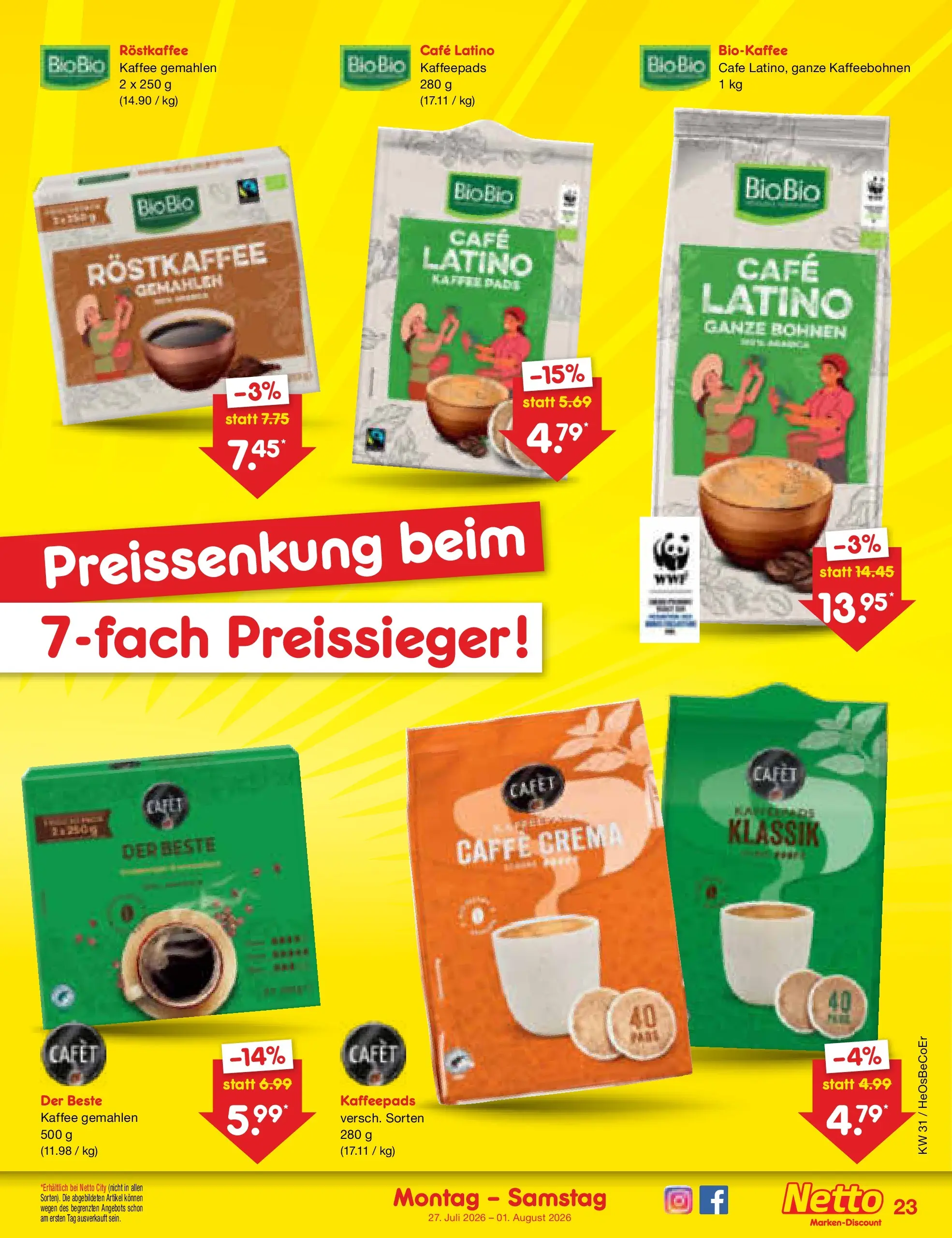 Netto Marken-Discount Prospekt Rostock (ab 27.07.2026) ยป Angebote | Seite: 35 | Produkte: Kaffeepads, Kaffee Netto Marken-Discount Prospekt Rostock (ab 27.07.2026) ยป Angebote | Seite: 35 | Produkte: Kaffeepads, Kaffee
