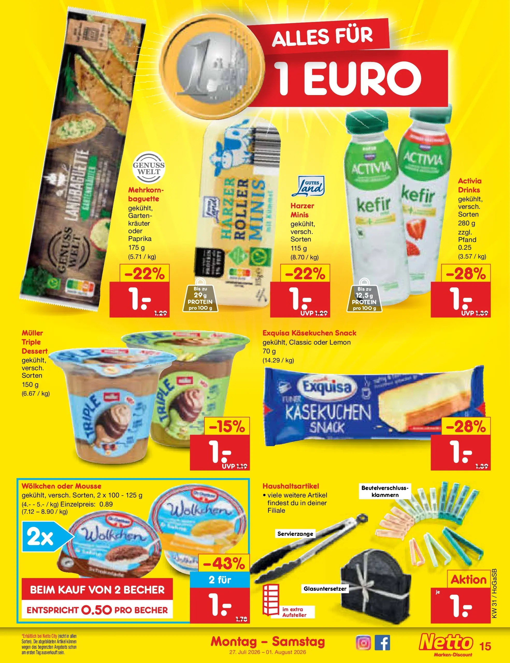 Netto Marken-Discount Prospekt Hannover (ab 27.07.2026) ยป Angebote | Seite: 25 | Produkte: Activia, Kefir, Baguette, Paprika Netto Marken-Discount Prospekt Hannover (ab 27.07.2026) ยป Angebote | Seite: 25 | Produkte: Activia, Kefir, Baguette, Paprika