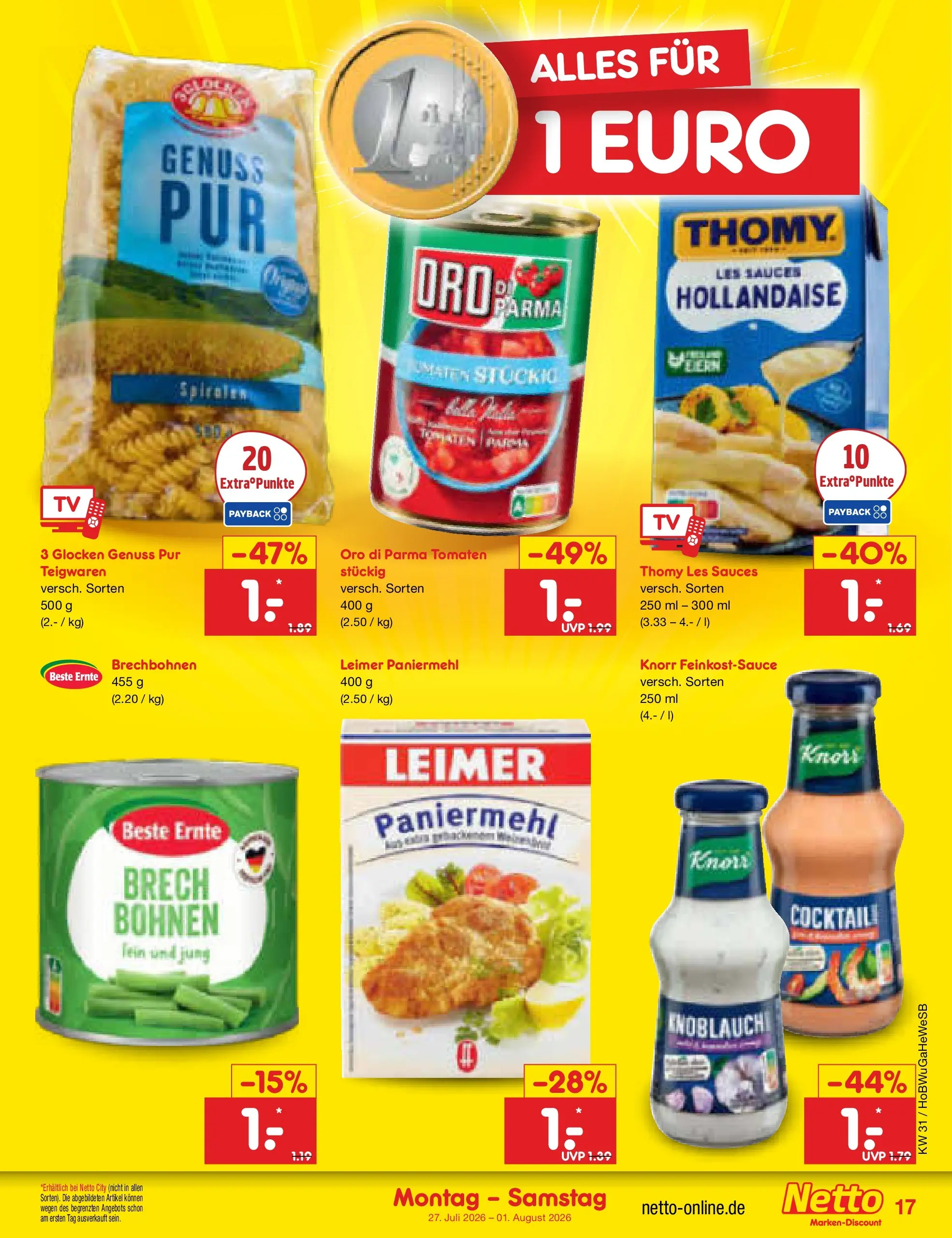 Netto Marken-Discount Prospekt Hannover (ab 27.07.2026) ยป Angebote | Seite: 27 | Produkte: Thomy les sauces, Tomaten, Oro di parma, Knoblauch Netto Marken-Discount Prospekt Hannover (ab 27.07.2026) ยป Angebote | Seite: 27 | Produkte: Thomy les sauces, Tomaten, Oro di parma, Knoblauch
