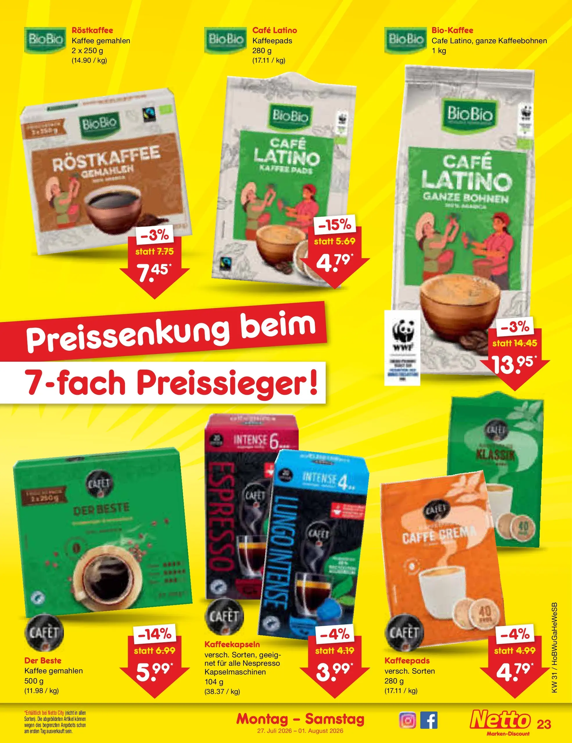 Netto Marken-Discount Prospekt Hannover (ab 27.07.2026) ยป Angebote | Seite: 35 | Produkte: Kaffeepads, Kaffee Netto Marken-Discount Prospekt Hannover (ab 27.07.2026) ยป Angebote | Seite: 35 | Produkte: Kaffeepads, Kaffee