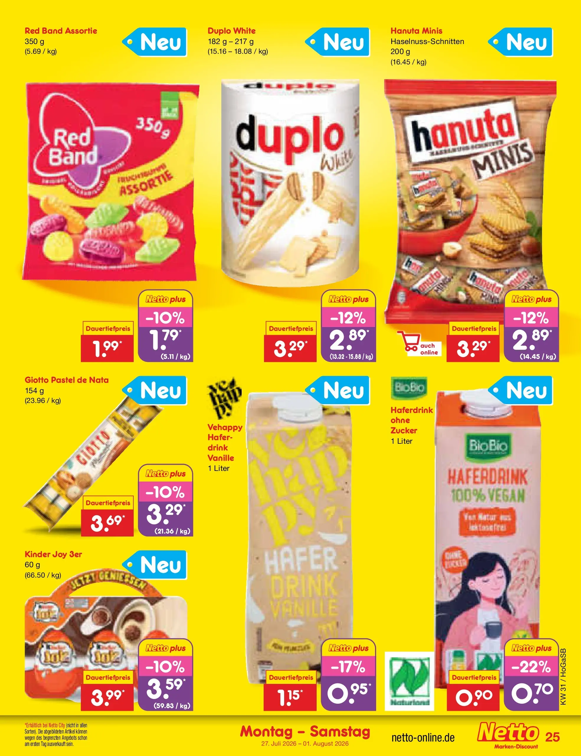 Netto Marken-Discount Prospekt Hannover (ab 27.07.2026) ยป Angebote | Seite: 39 | Produkte: Kinder joy, Haferdrink, Zucker Netto Marken-Discount Prospekt Hannover (ab 27.07.2026) ยป Angebote | Seite: 39 | Produkte: Kinder joy, Haferdrink, Zucker