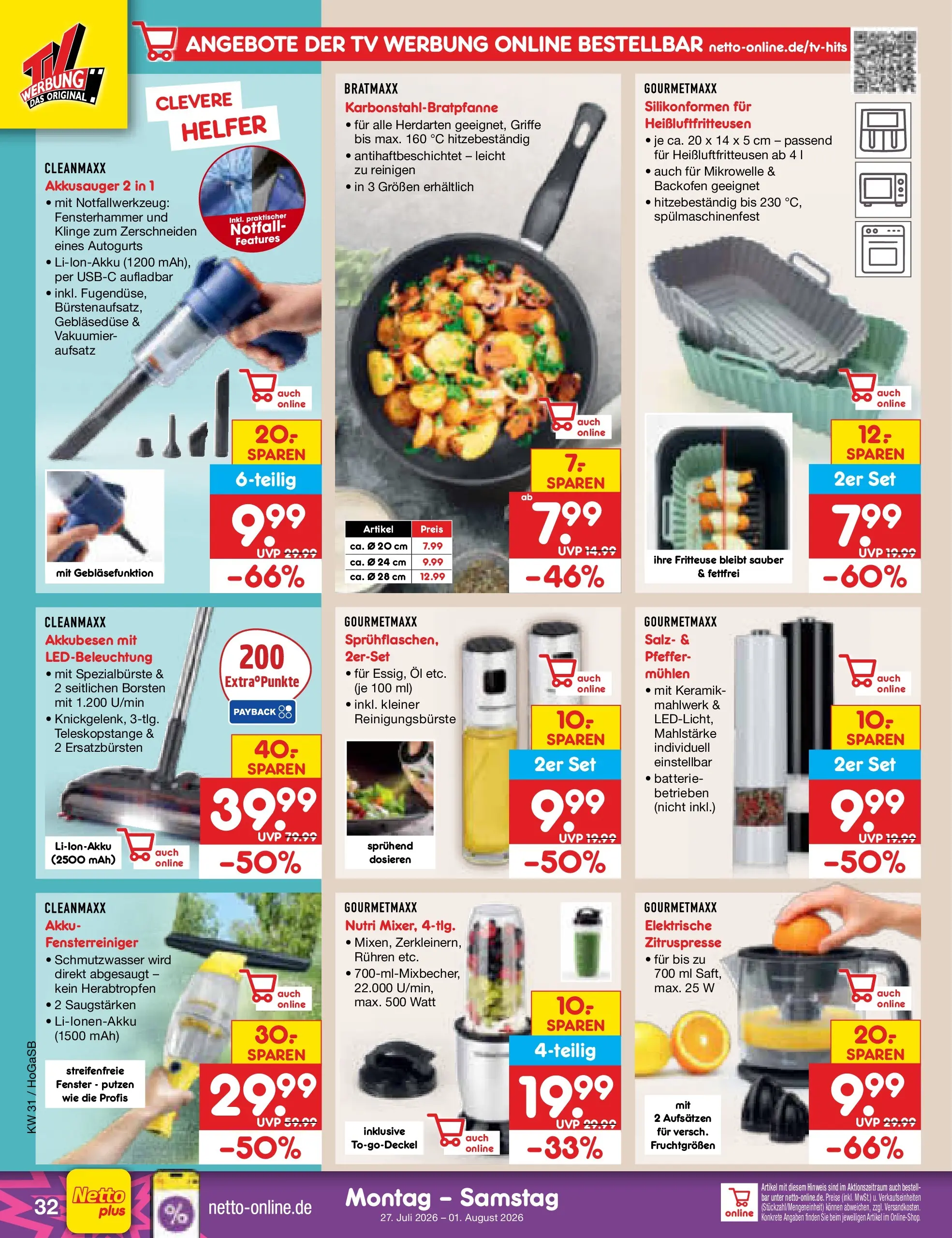 Netto Marken-Discount Prospekt Hannover (ab 27.07.2026) ยป Angebote | Seite: 49 | Produkte: Mikrowelle, Salz, Fritteuse, TV Netto Marken-Discount Prospekt Hannover (ab 27.07.2026) ยป Angebote | Seite: 49 | Produkte: Mikrowelle, Salz, Fritteuse, TV