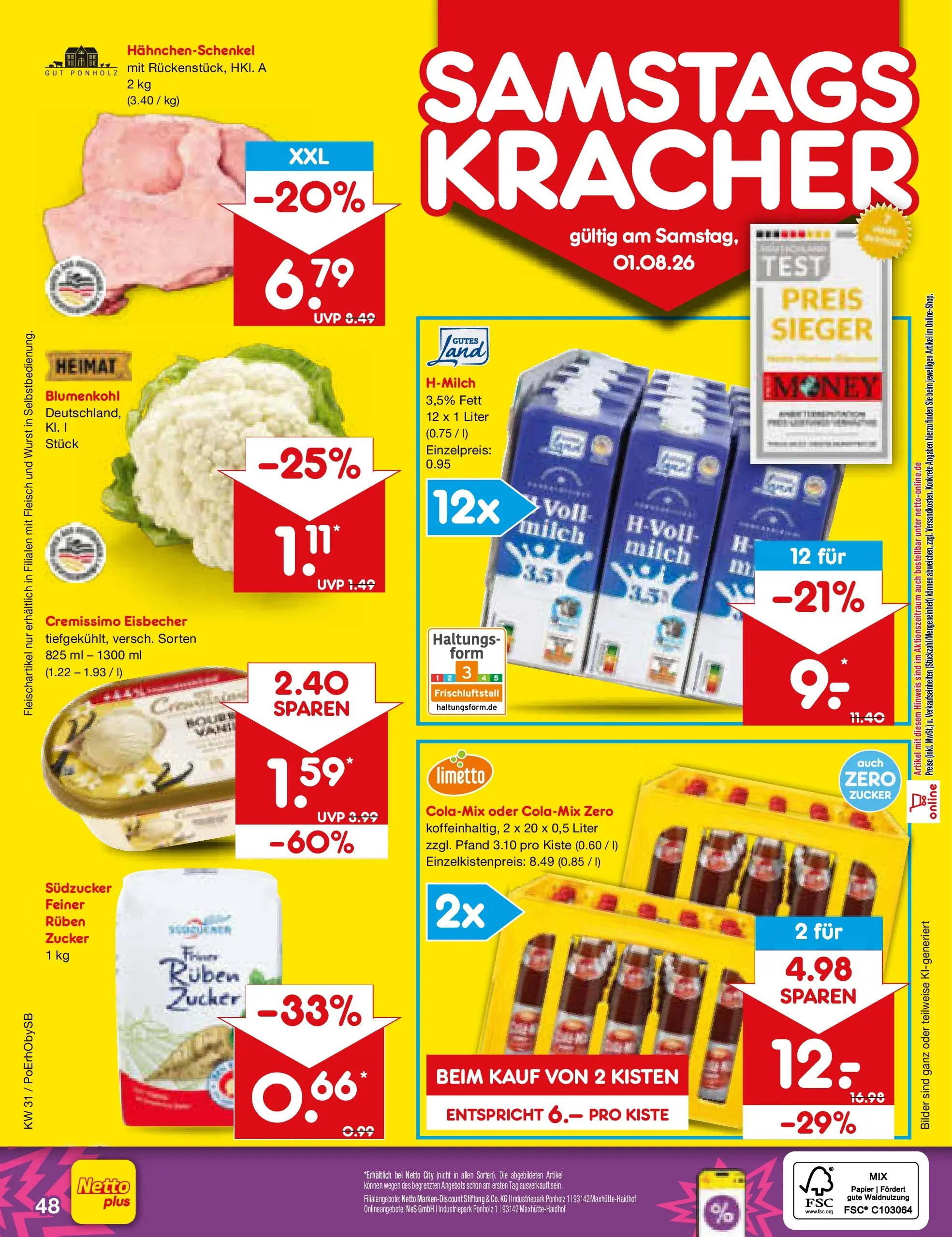 Netto Marken-Discount Prospekt Amberg (ab 27.07.2026) » Angebote | Seite: 67 | Produkte: Bilder, Wurst, Blumenkohl, Fleisch
