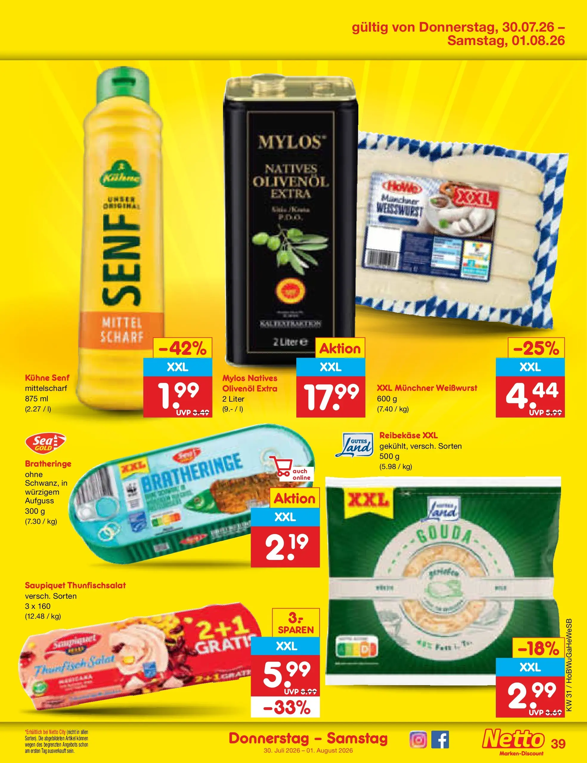 Netto Marken-Discount Prospekt Hannover (ab 27.07.2026) ยป Angebote | Seite: 56 | Produkte: Gouda, Olivenol, Reibekase, Salat Netto Marken-Discount Prospekt Hannover (ab 27.07.2026) ยป Angebote | Seite: 56 | Produkte: Gouda, Olivenol, Reibekase, Salat