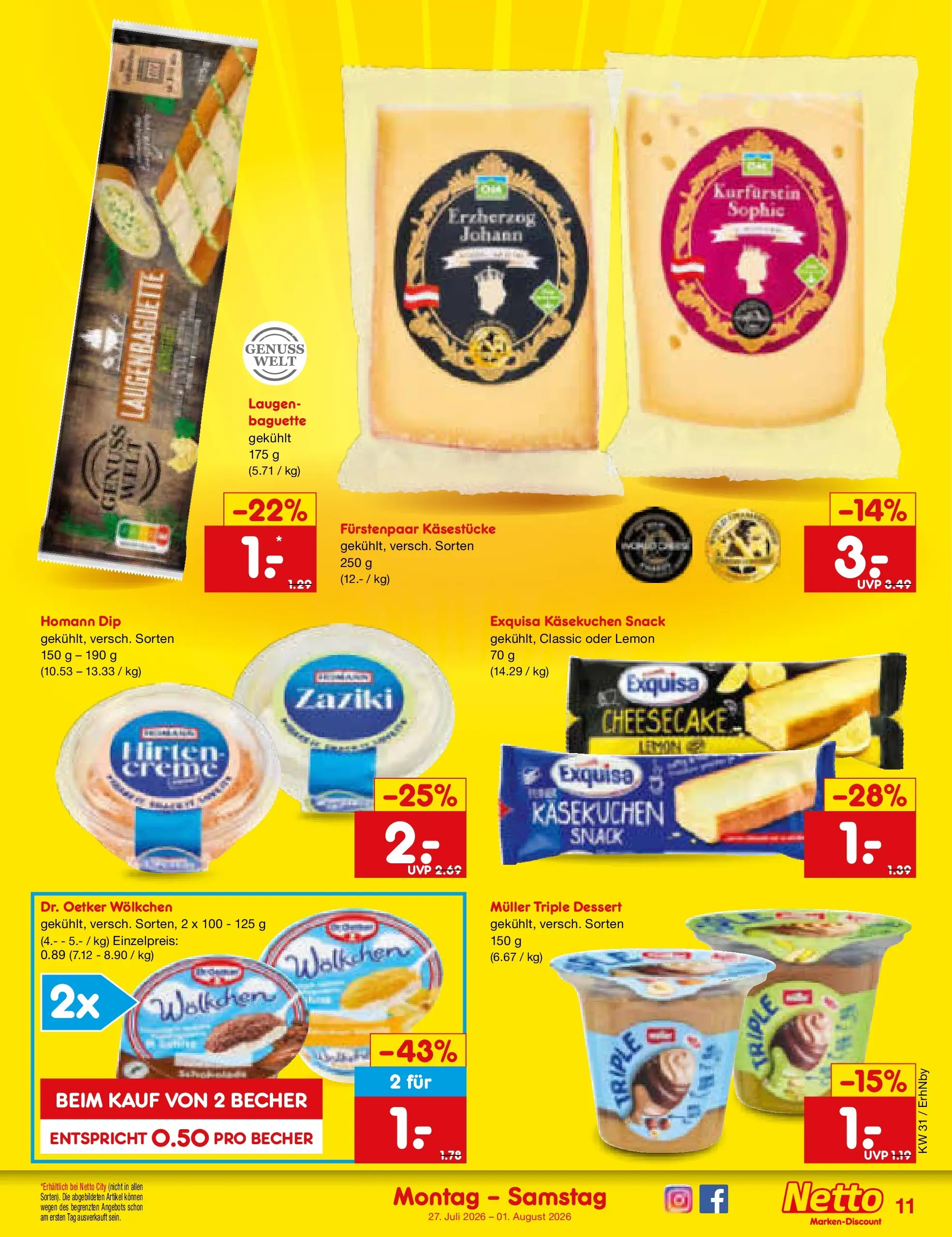 Netto Marken-Discount Prospekt Metten (ab 27.07.2026) » Angebote | Seite: 17 | Produkte: Baguette, Creme, Exquisa