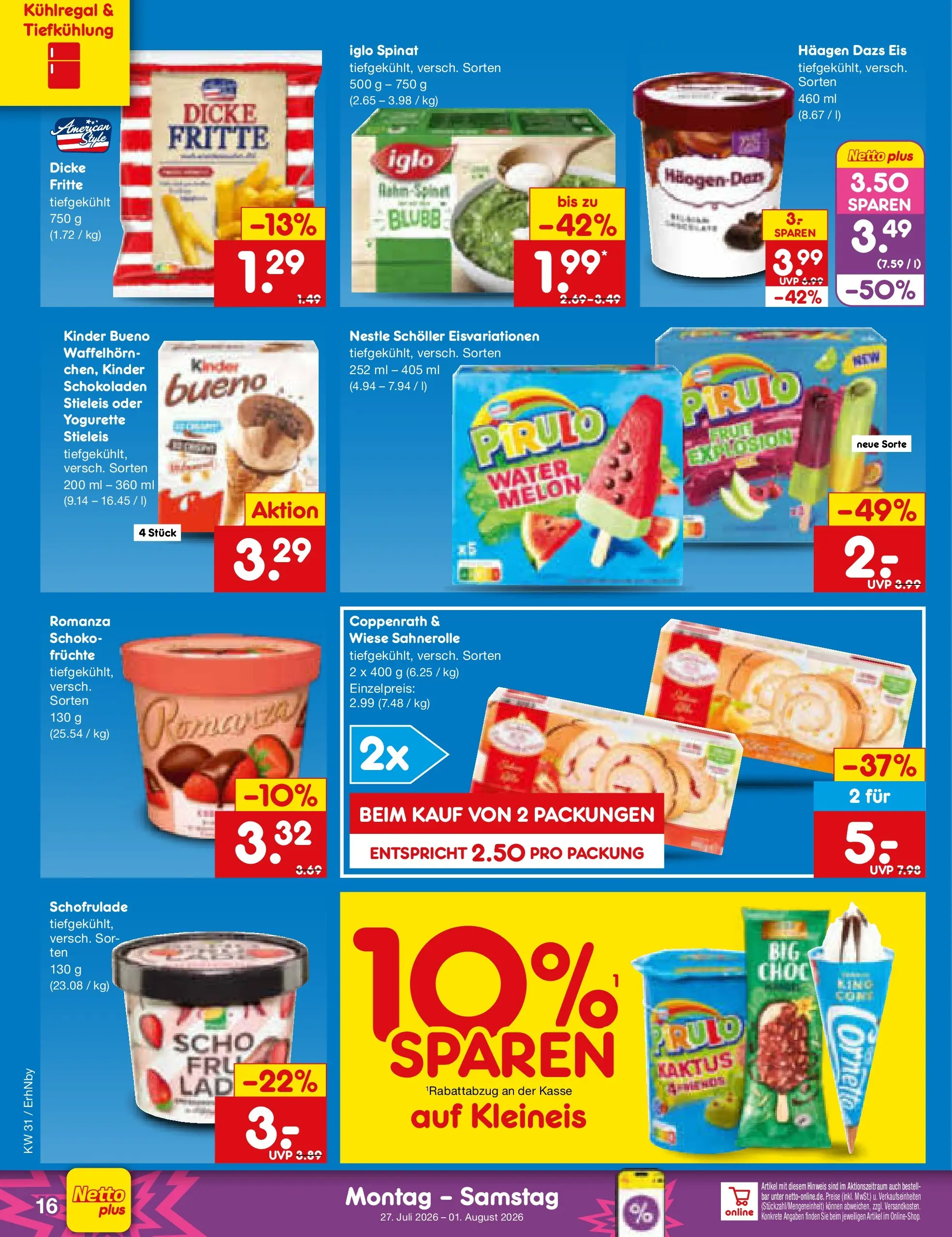 Netto Marken-Discount Prospekt Metten (ab 27.07.2026) » Angebote | Seite: 26 | Produkte: Yogurette, Haagen dazs, Kinder bueno, Eis