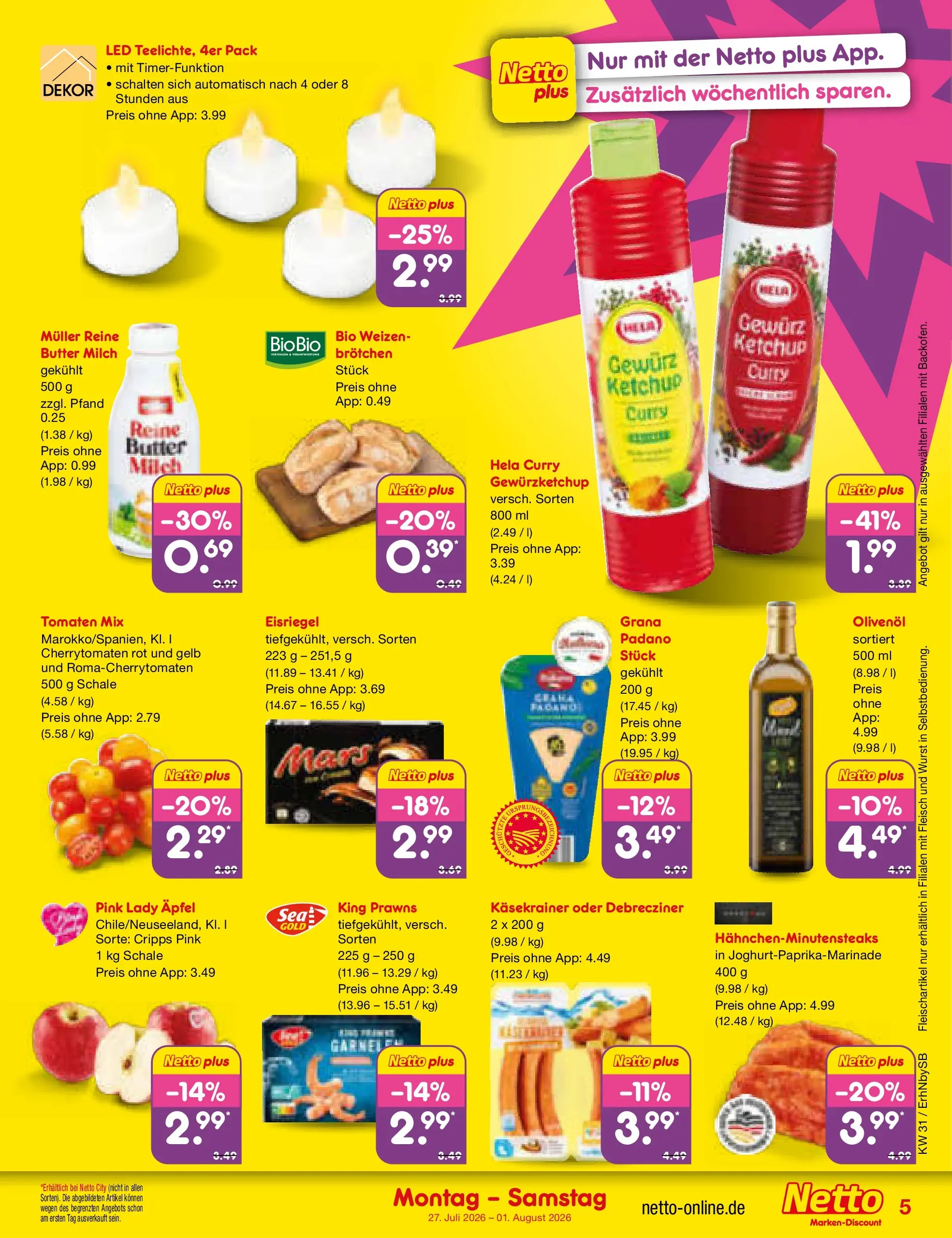 Netto Marken-Discount Prospekt Metten (ab 27.07.2026) » Angebote | Seite: 5 | Produkte: Äpfel, Wurst, Ketchup, Fleisch