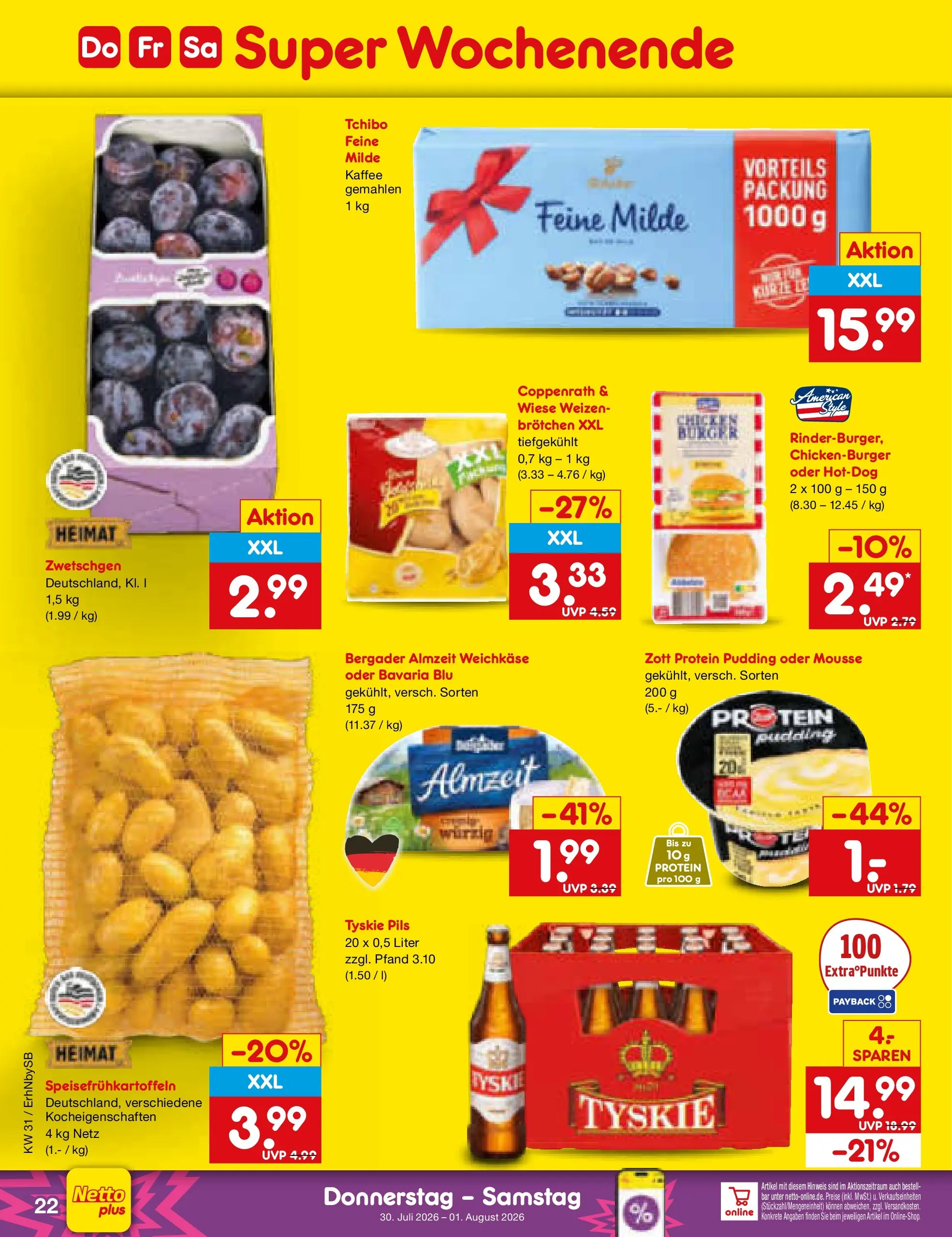 Netto Marken-Discount Prospekt Metten (ab 27.07.2026) » Angebote | Seite: 34 | Produkte: Tyskie, Kaffee, Zwetschgen, Pudding