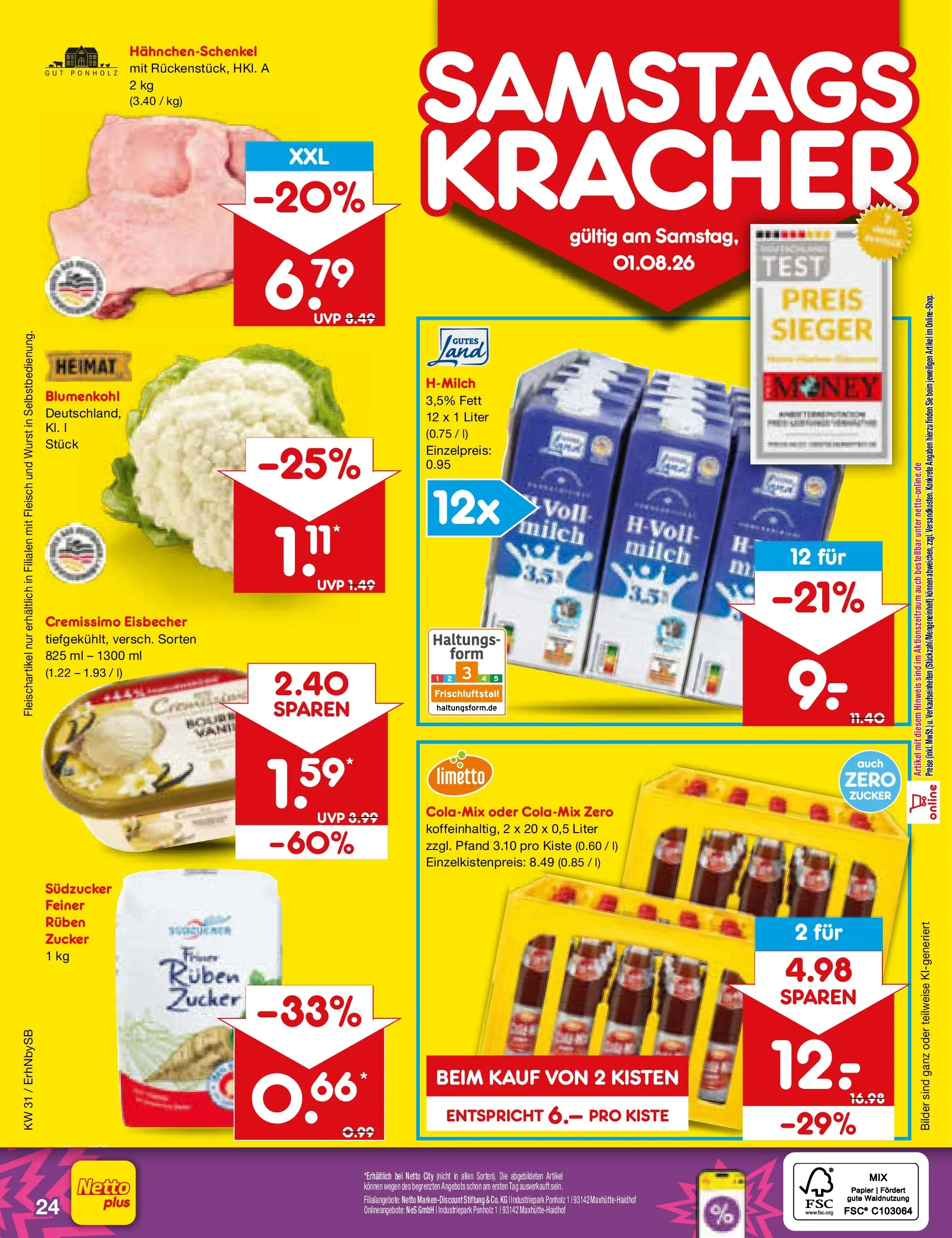 Netto Marken-Discount Prospekt Metten (ab 27.07.2026) » Angebote | Seite: 38 | Produkte: Milch, Bilder, Zucker, Wurst