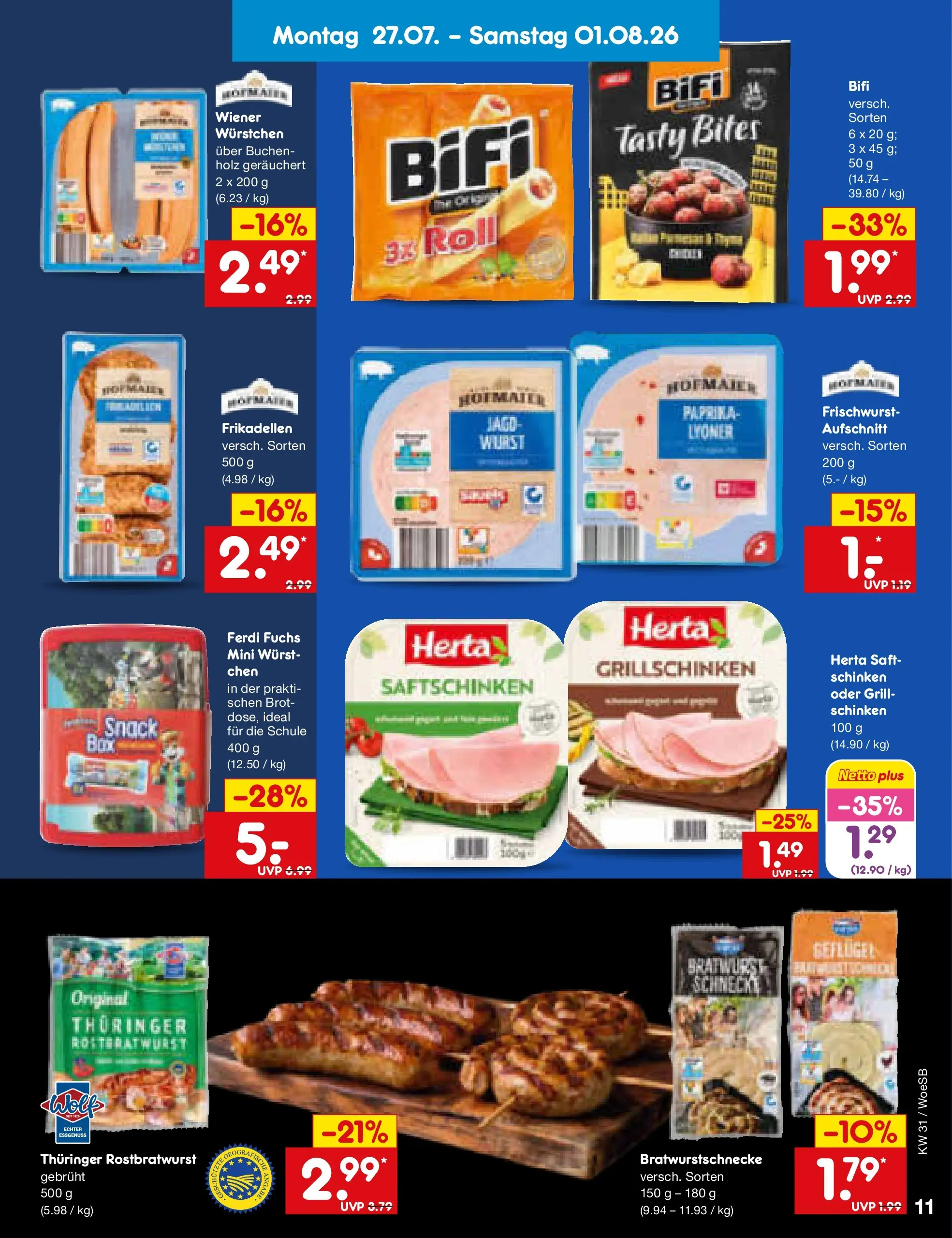 Netto Marken-Discount Prospekt Leonberg (ab 27.07.2026) » Angebote | Seite: 17 | Produkte: Grill, Paprika, Brot, Saft