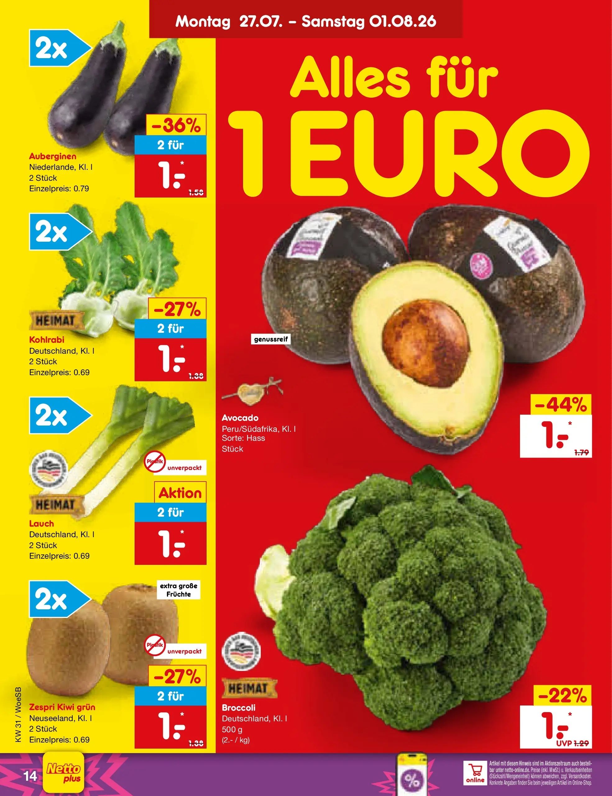 Netto Marken-Discount Prospekt Leonberg (ab 27.07.2026) » Angebote | Seite: 24 | Produkte: Kohlrabi, Avocado, Kiwi