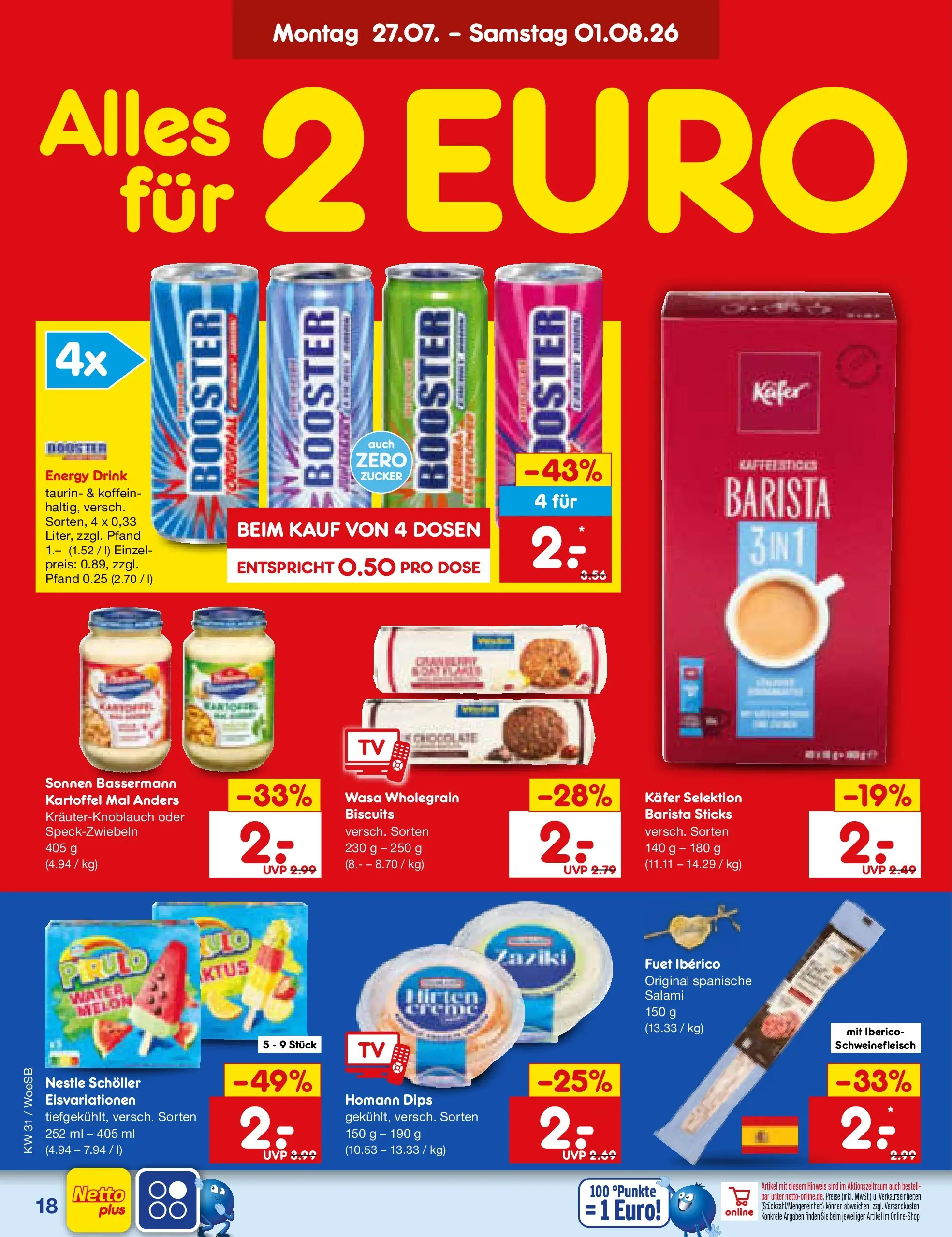 Netto Marken-Discount Prospekt Leonberg (ab 27.07.2026) » Angebote | Seite: 28 | Produkte: Energy, Zucker, Salami, Schweinefleisch