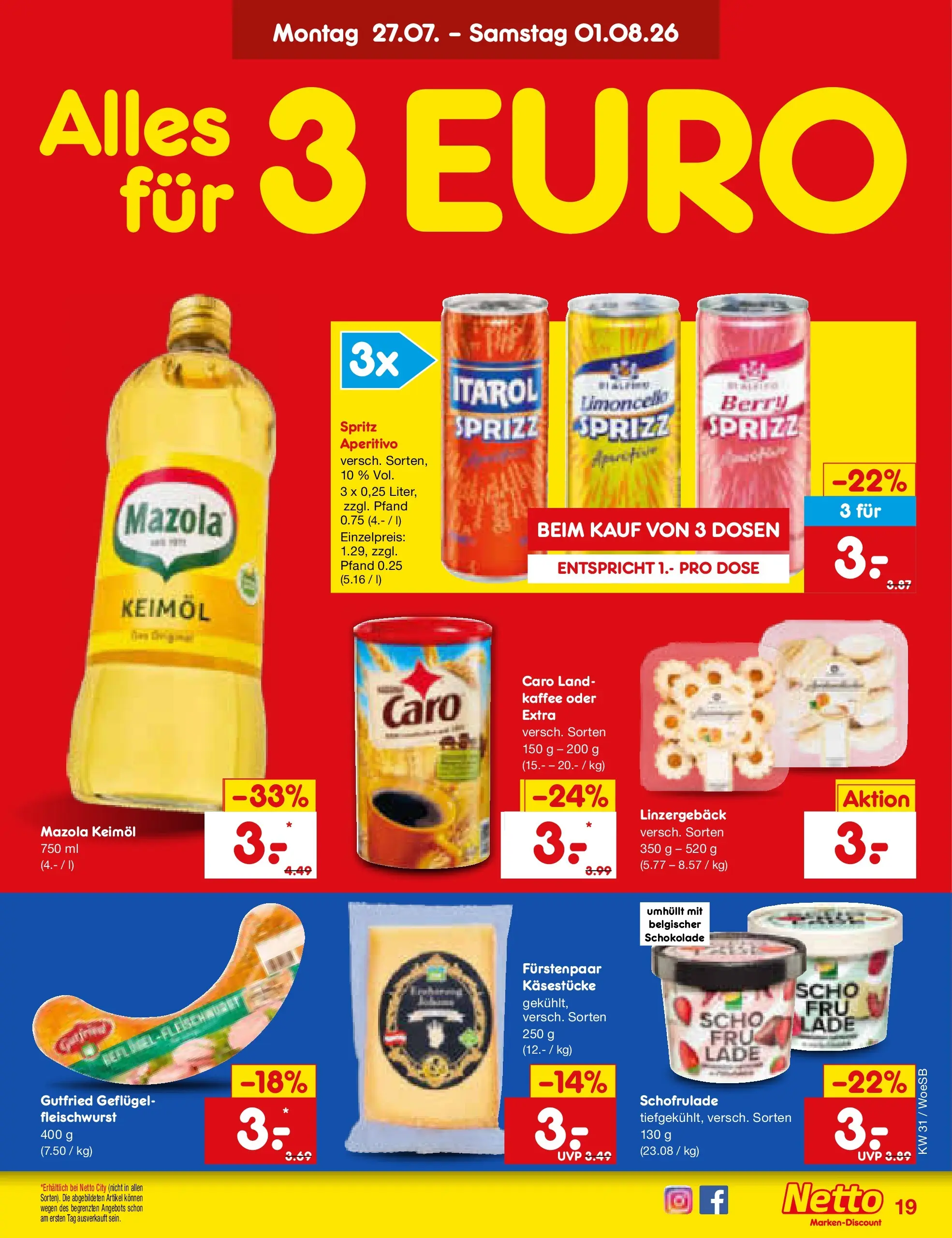 Netto Marken-Discount Prospekt Leonberg (ab 27.07.2026) » Angebote | Seite: 29 | Produkte: Kaffee, Schokolade, Limoncello