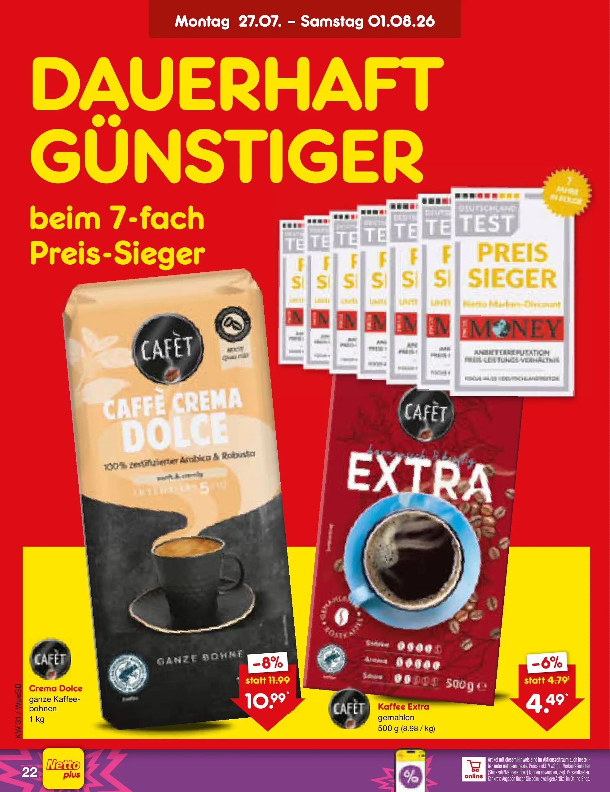 Netto Marken-Discount Prospekt Leonberg (ab 27.07.2026) » Angebote | Seite: 34 | Produkte: Kaffee