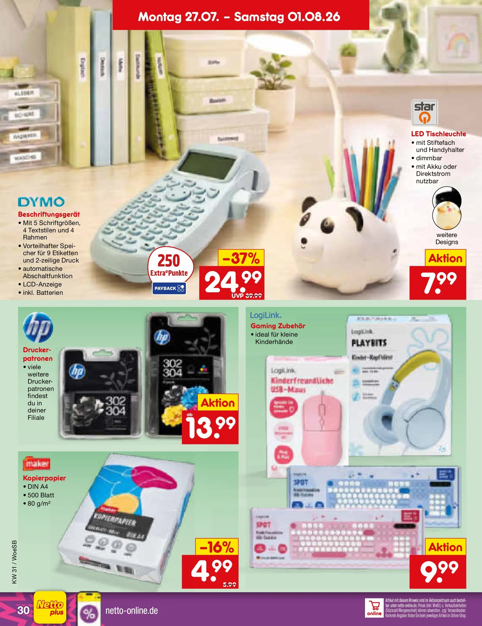 Netto Marken-Discount Prospekt Leonberg (ab 27.07.2026) » Angebote | Seite: 45 | Produkte: Batterien, Drucker