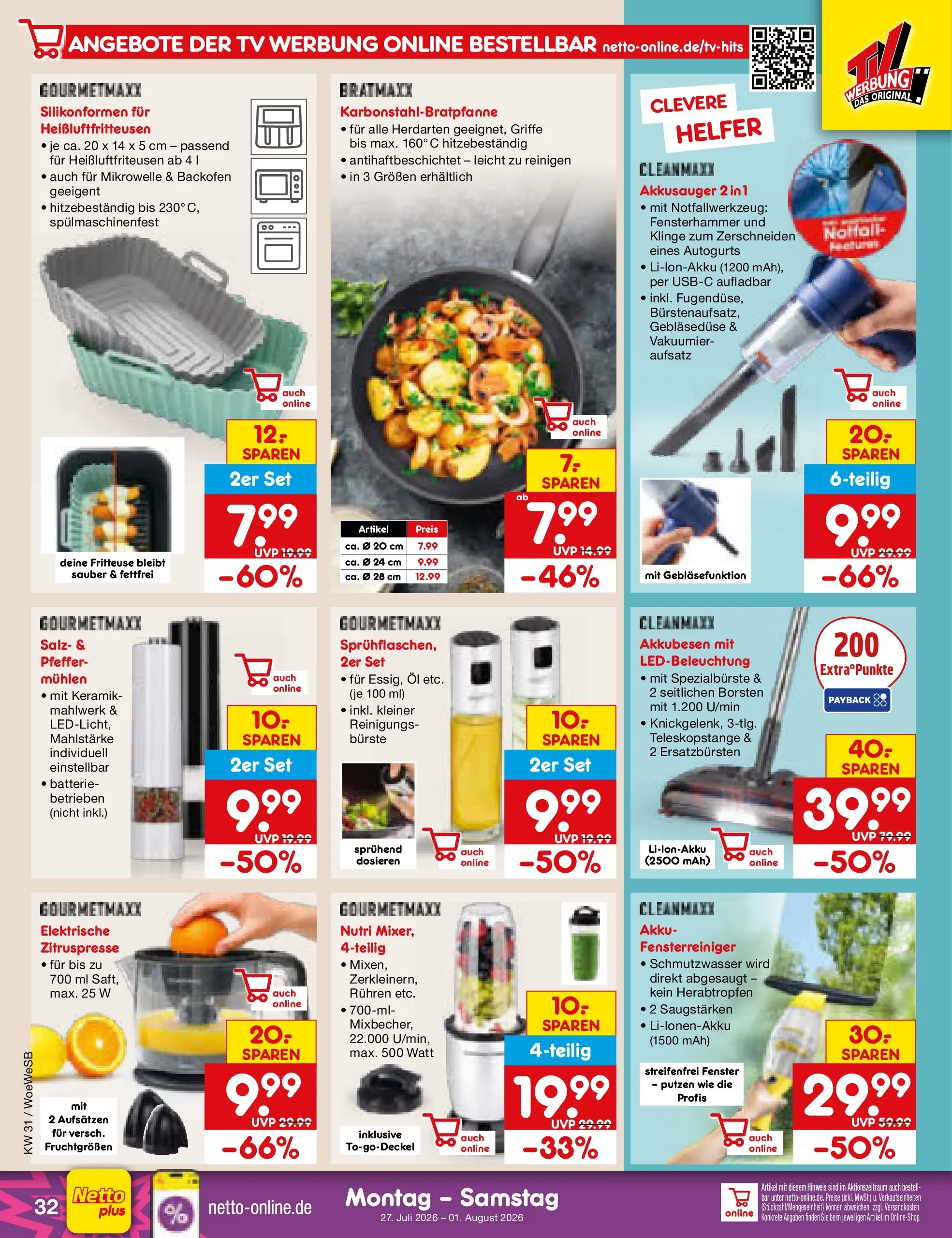 Netto Marken-Discount Prospekt Leonberg (ab 27.07.2026) » Angebote | Seite: 49 | Produkte: Mikrowelle, Bürste, Salz, Pfeffer