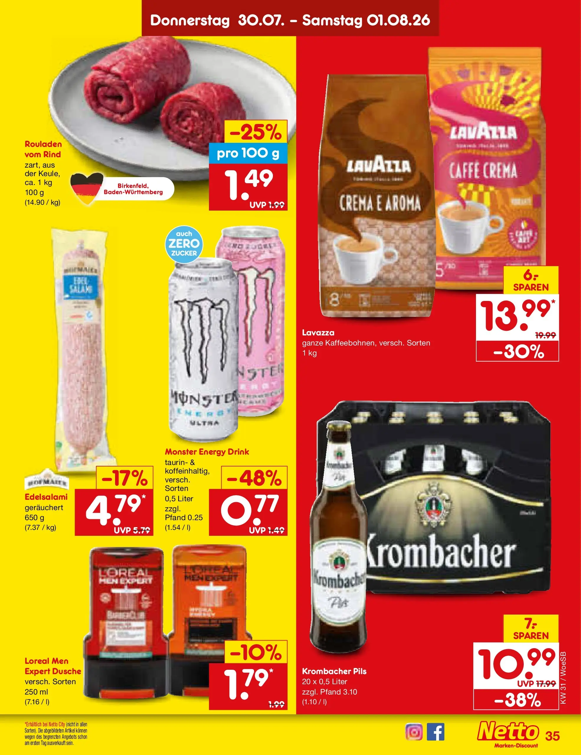 Netto Marken-Discount Prospekt Leonberg (ab 27.07.2026) » Angebote | Seite: 52 | Produkte: Energy, Pils, Zucker, Krombacher