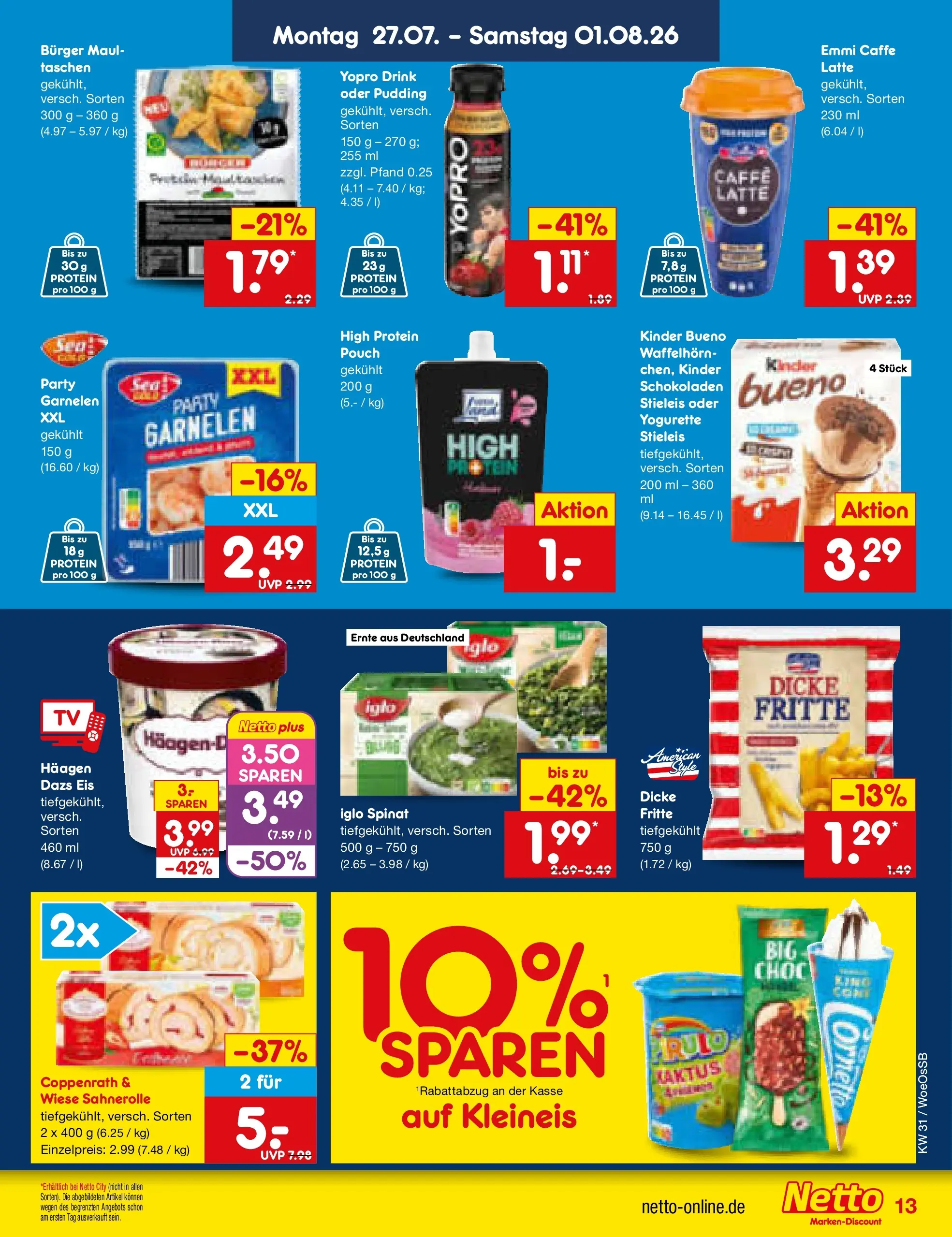 Netto Marken-Discount Prospekt Gemmingen (ab 27.07.2026) » Angebote | Seite: 21 | Produkte: Iglo, Haagen dazs, Garnelen, Eis