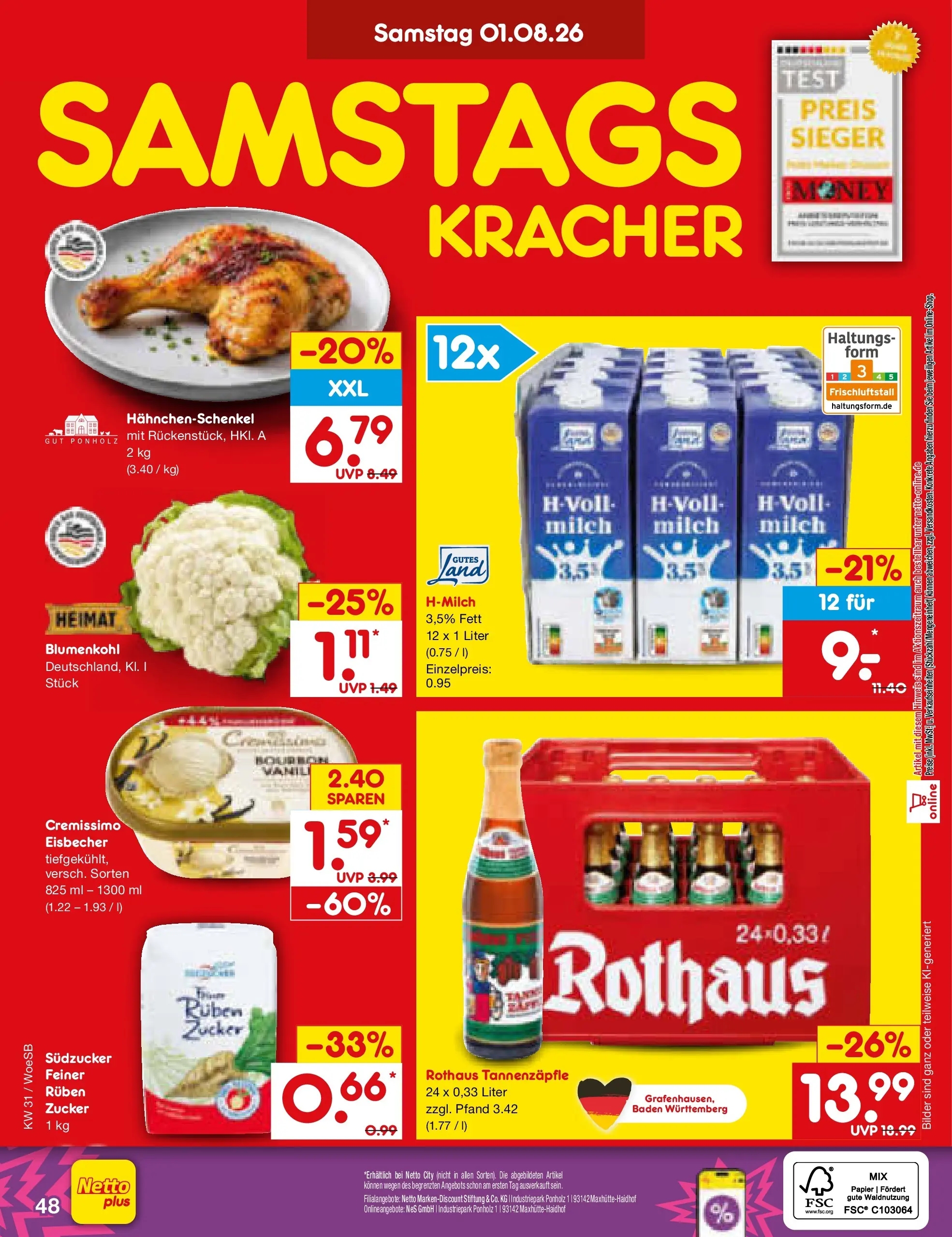 Netto Marken-Discount Prospekt Leonberg (ab 27.07.2026) » Angebote | Seite: 67 | Produkte: Cremissimo, Bilder, Zucker, Blumenkohl