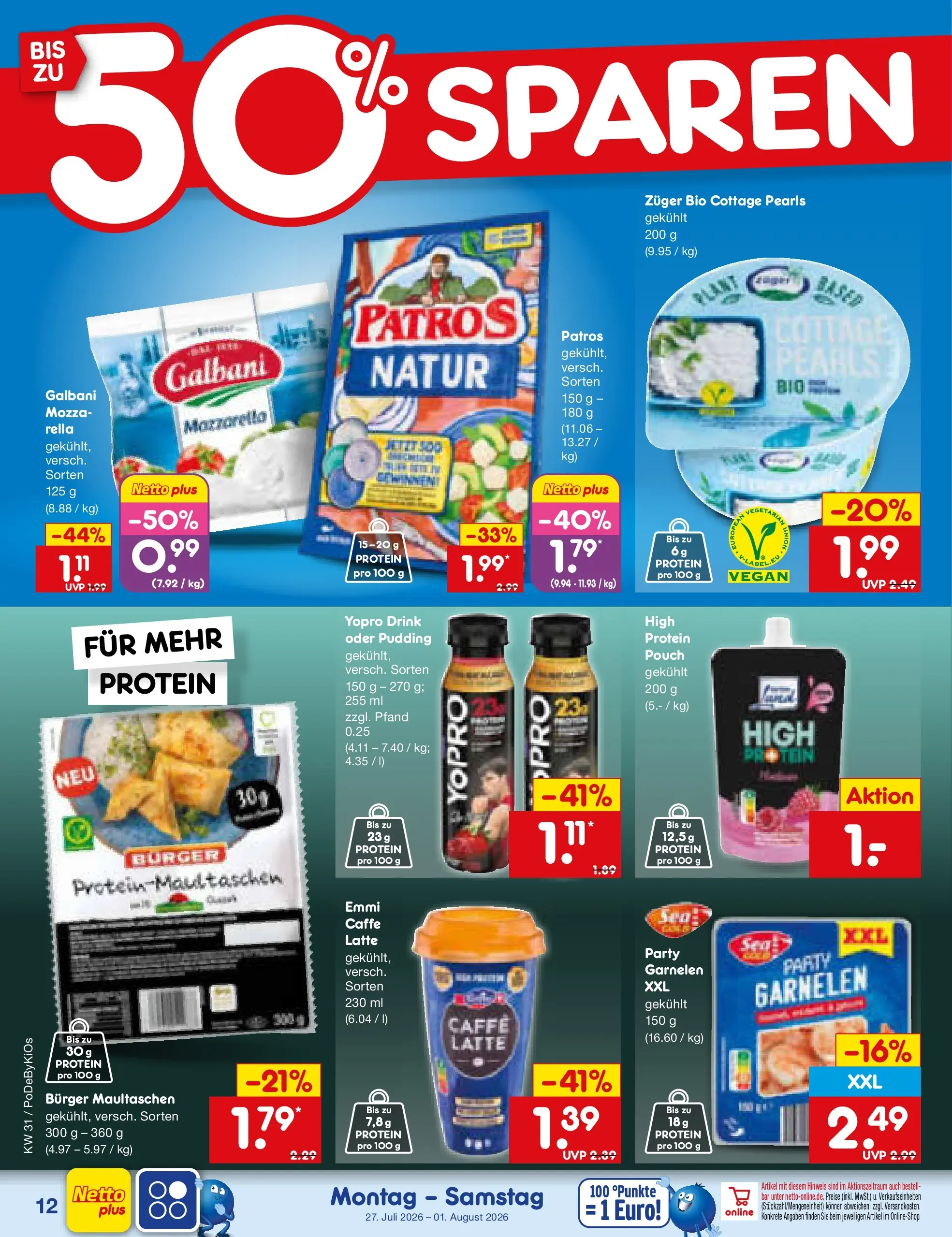 Netto Marken-Discount Prospekt Stuttgart (ab 27.07.2026) ยป Angebote | Seite: 20 | Produkte: Mozzarella, Burger, Patros, Maultaschen Netto Marken-Discount Prospekt Stuttgart (ab 27.07.2026) ยป Angebote | Seite: 20 | Produkte: Mozzarella, Burger, Patros, Maultaschen