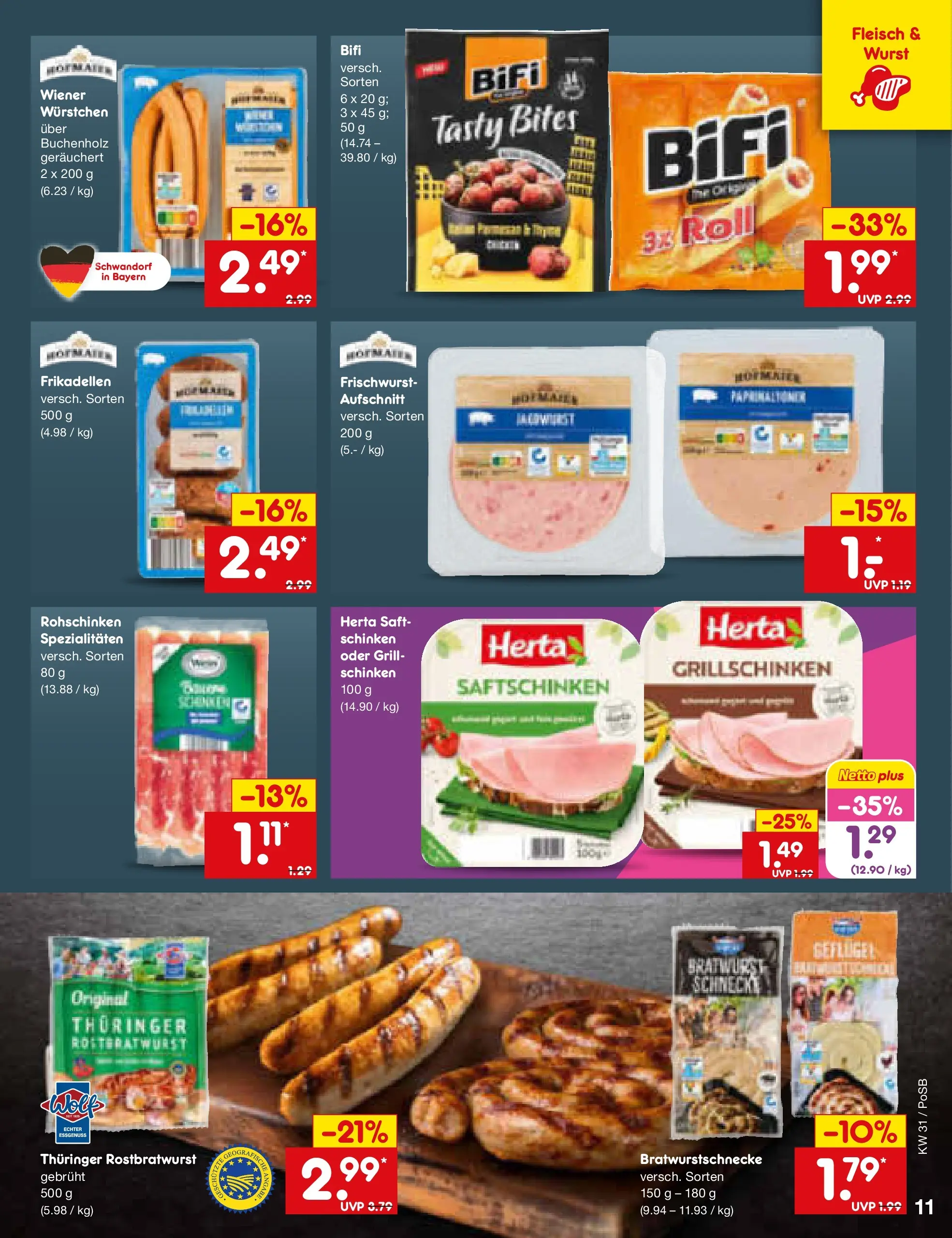 Netto Marken-Discount Prospekt Amberg (ab 27.07.2026) » Angebote | Seite: 17 | Produkte: Grill, Wiener wurstchen, Bifi, Schinken
